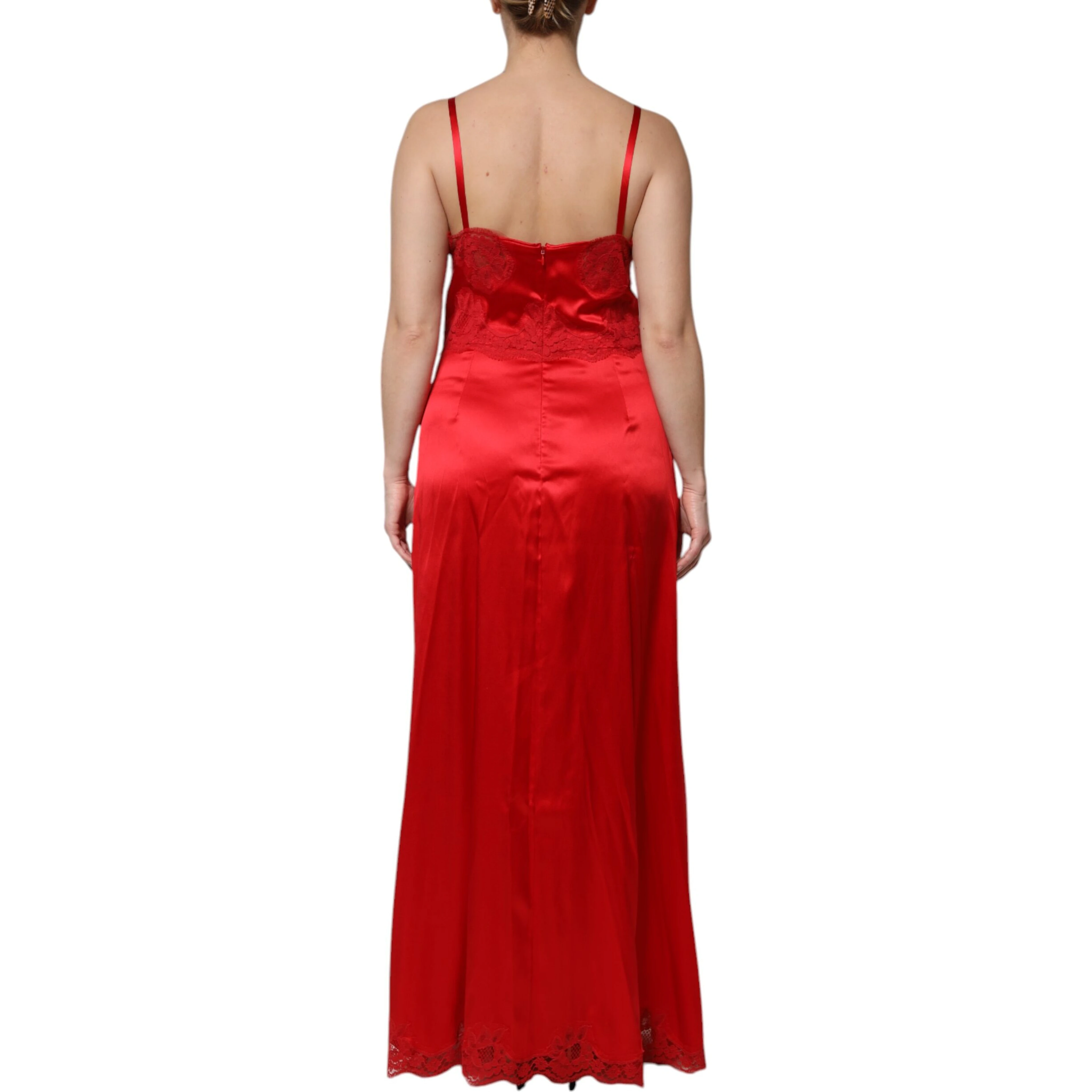 Red Silk Sleeveless Maxi Long Dress