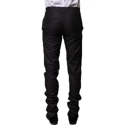 Black Wool Patterned Formal Pants