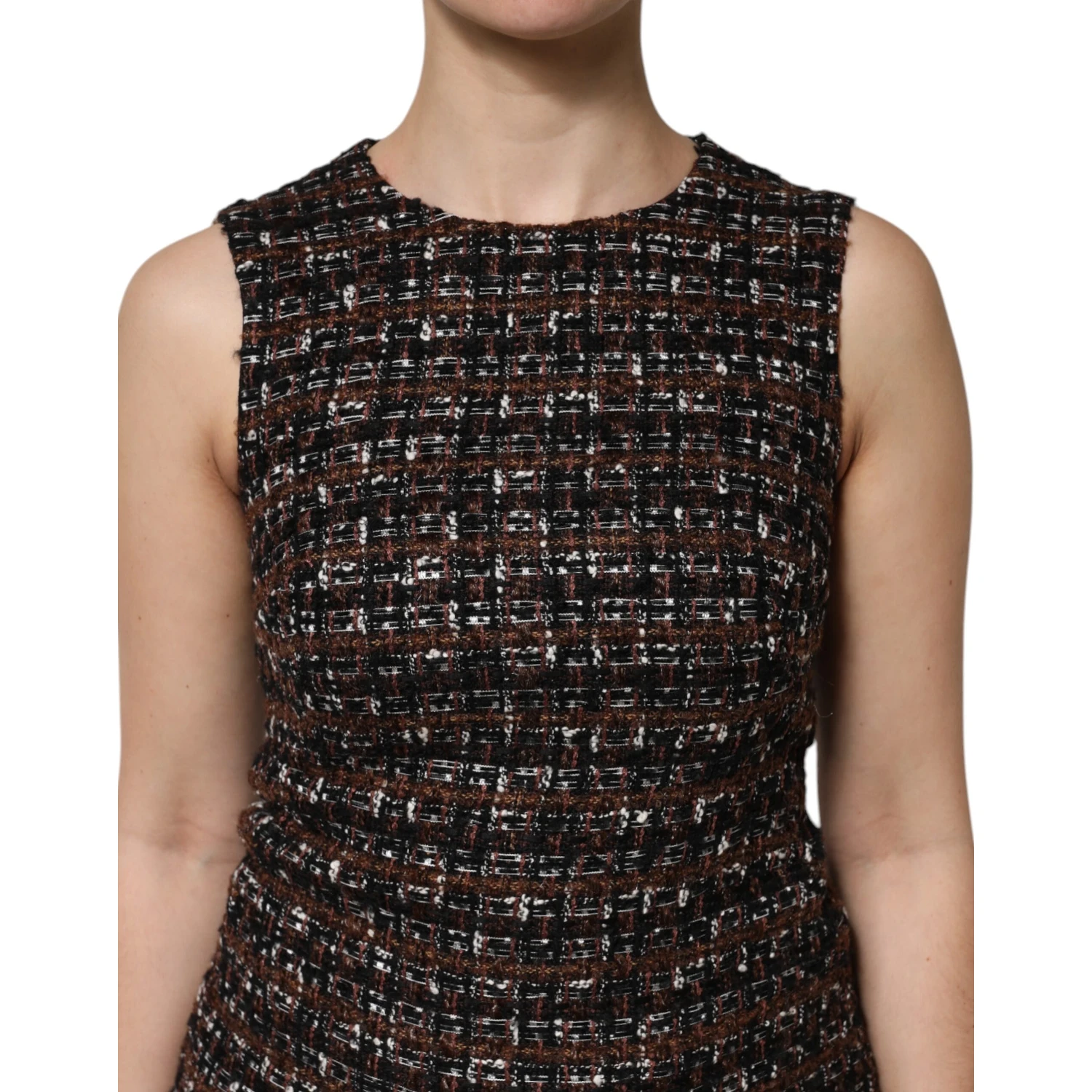 Multicolor Sleeveless Mini Tweed A-line Dress