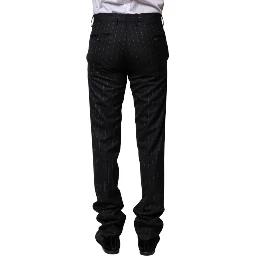 Black Wool Striped Formal Pants