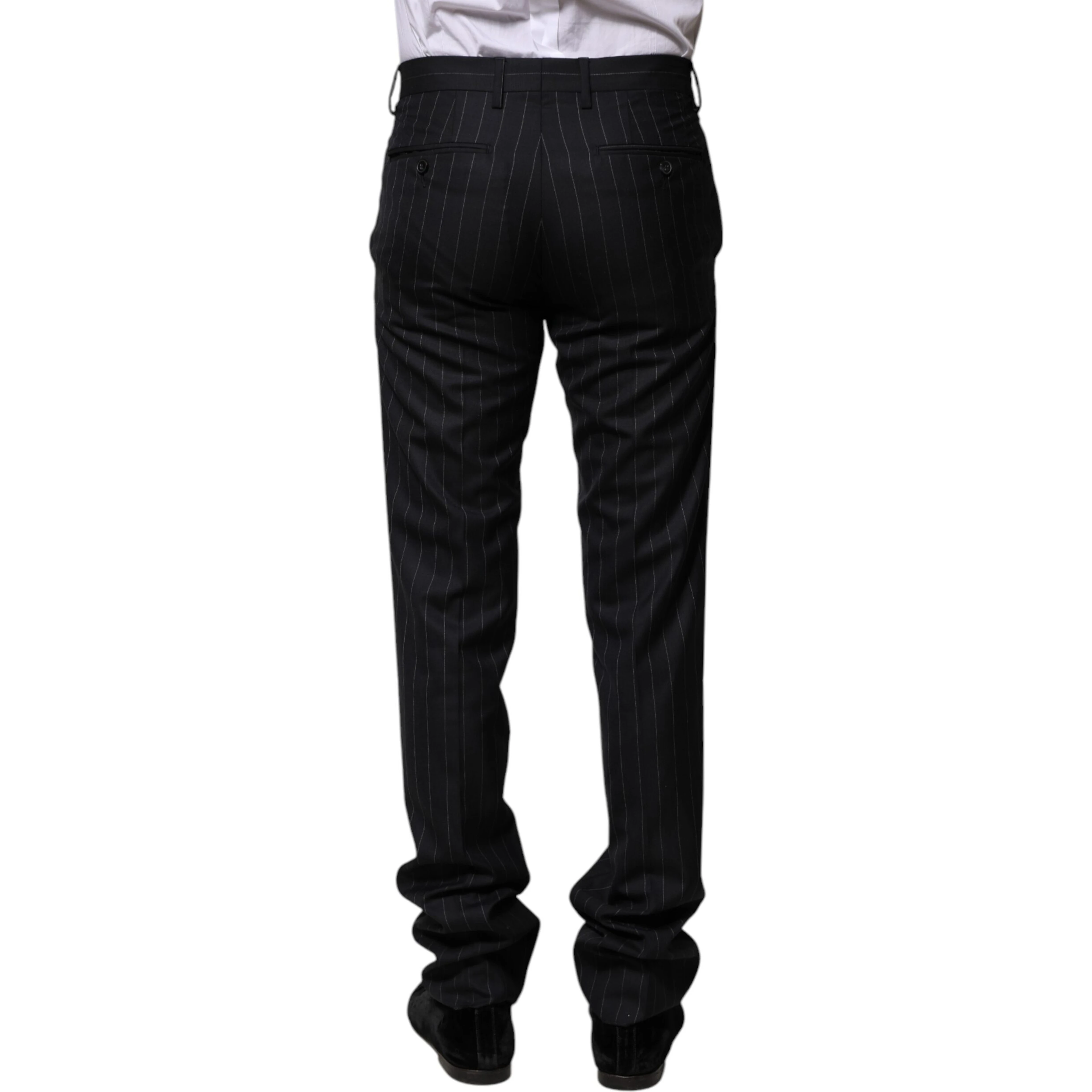 Black Wool Striped Formal Pants