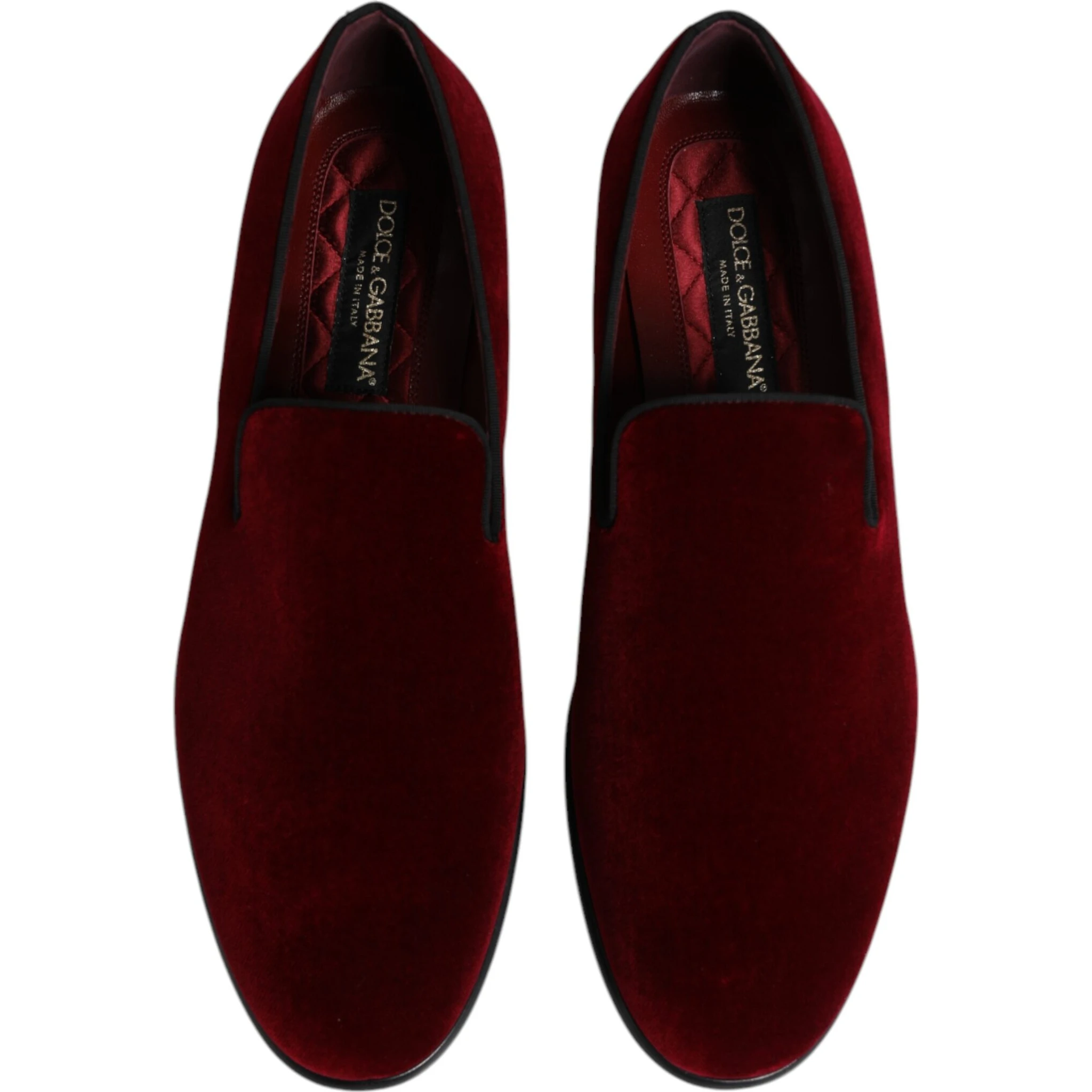 Red Cotton Velvet Slip On Loafers Formal Shoes
