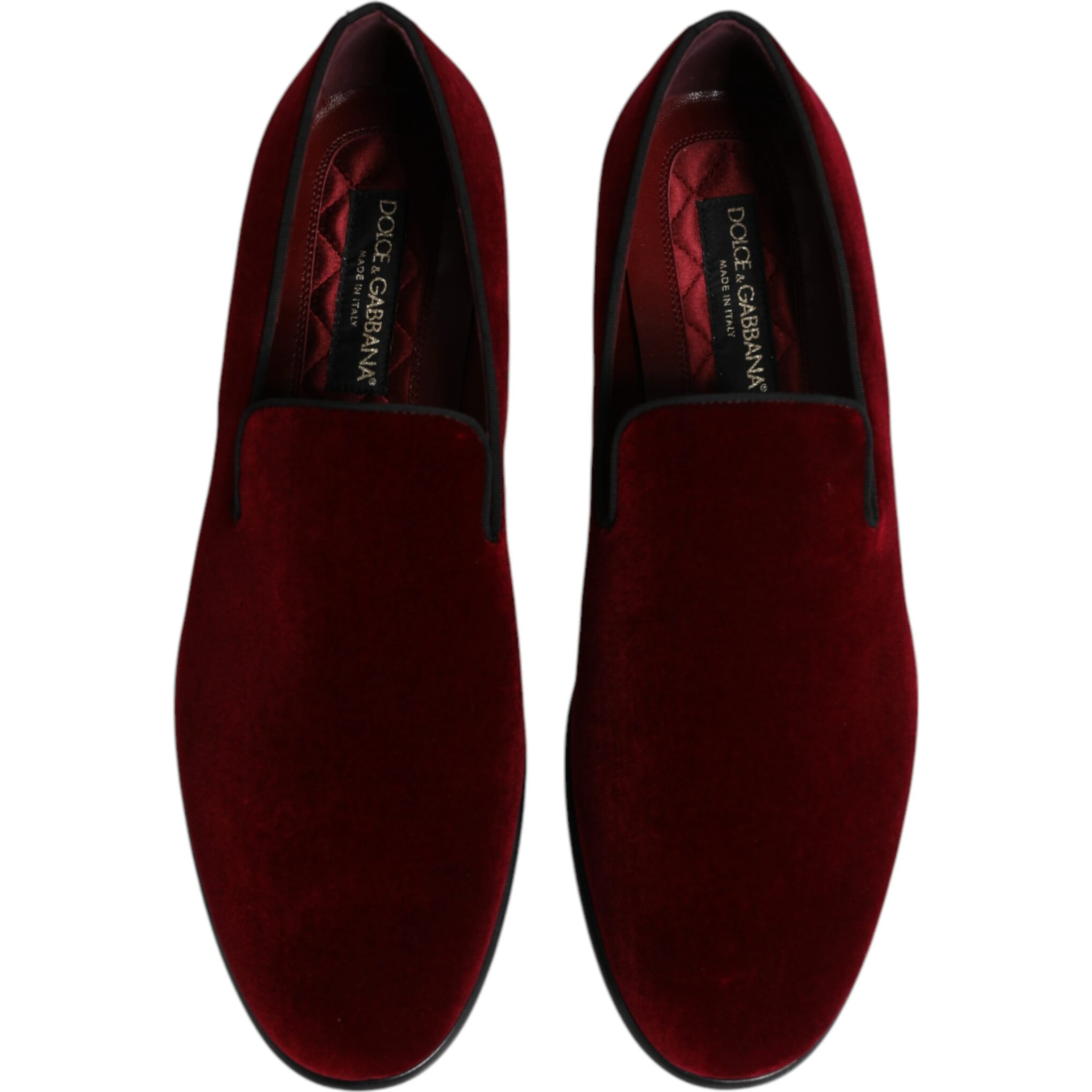 Red Cotton Velvet Slip On Loafers Formal Shoes
