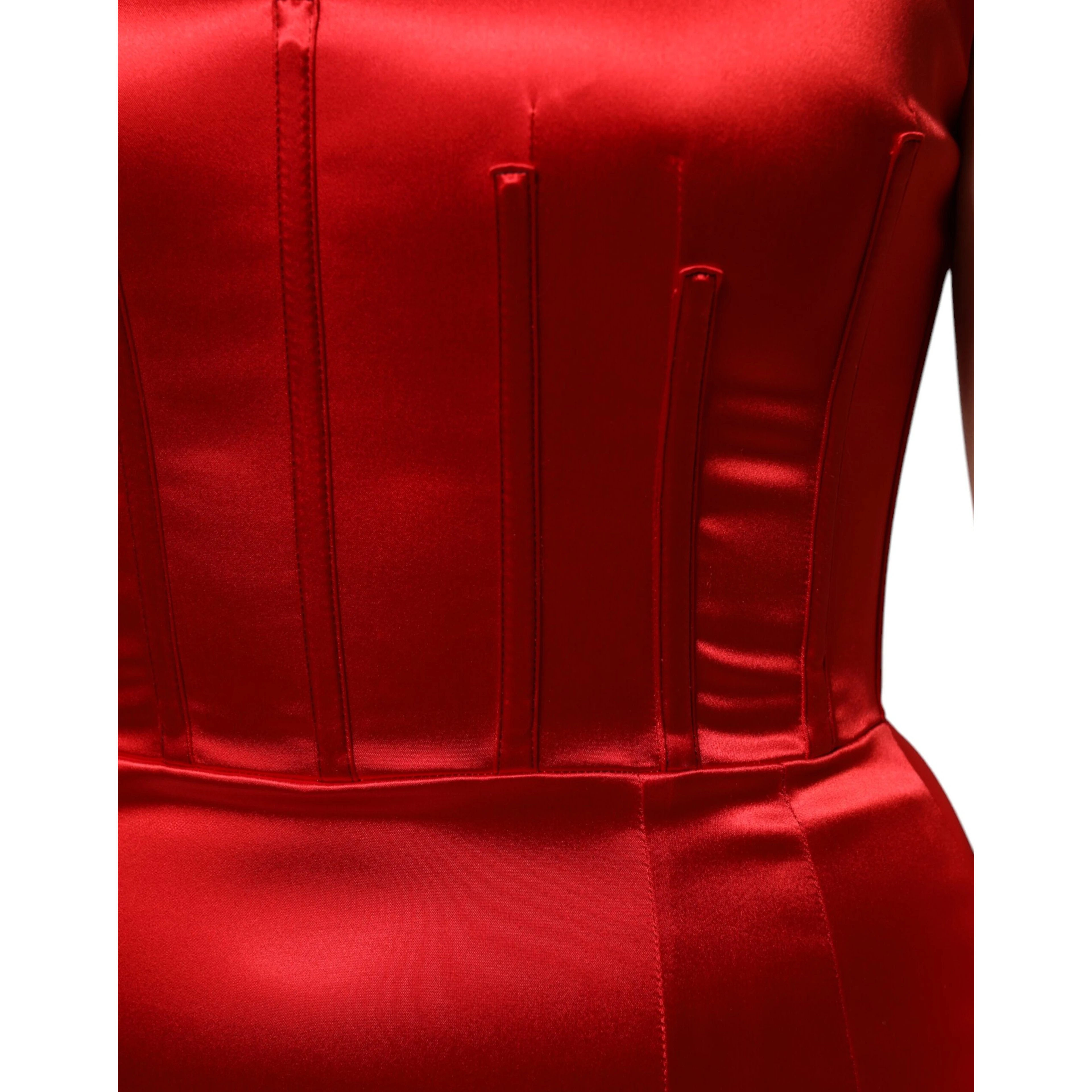 Red Acetate Sleeveless Sheath Midi Dress
