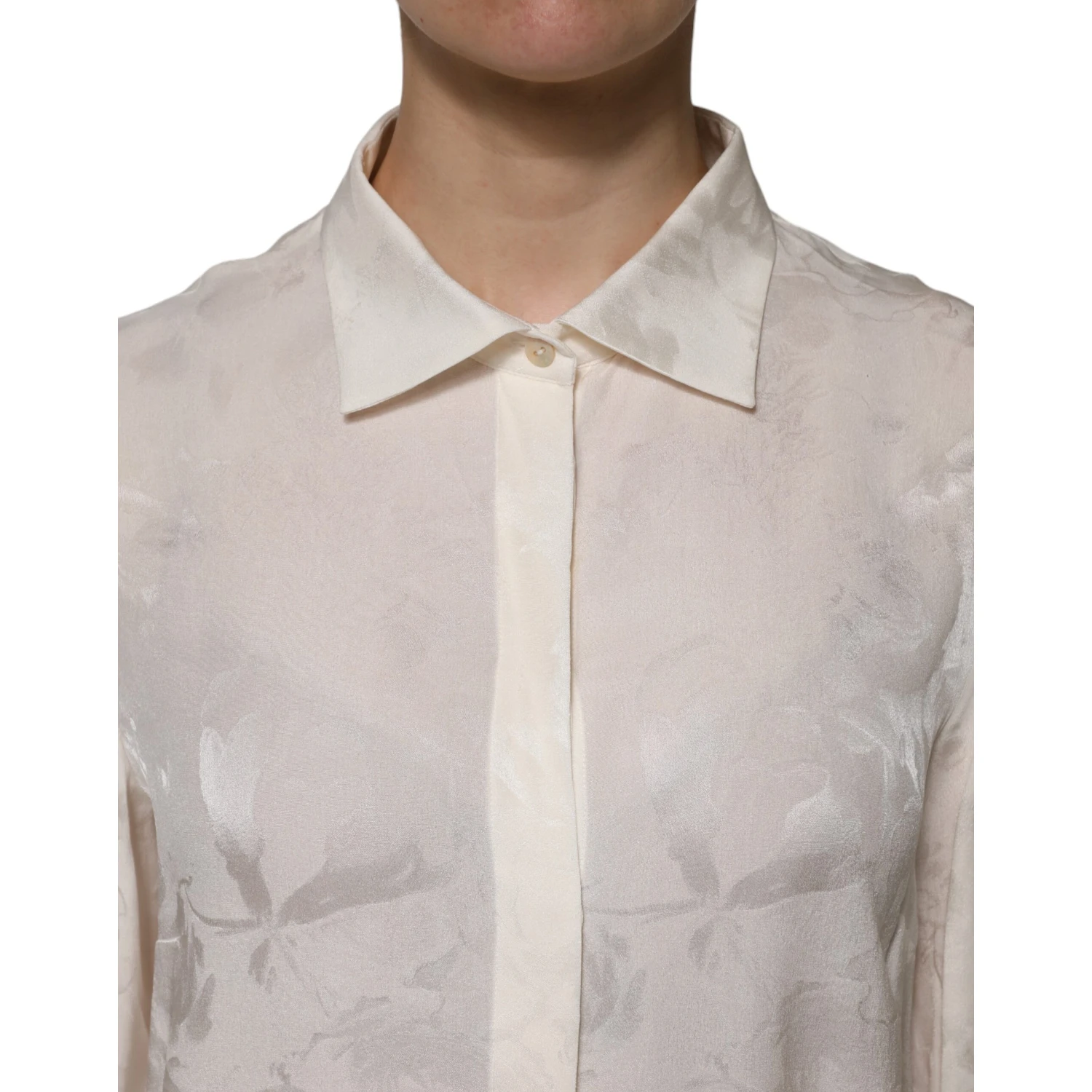 White Button Down Long Sleeves Blouse Top