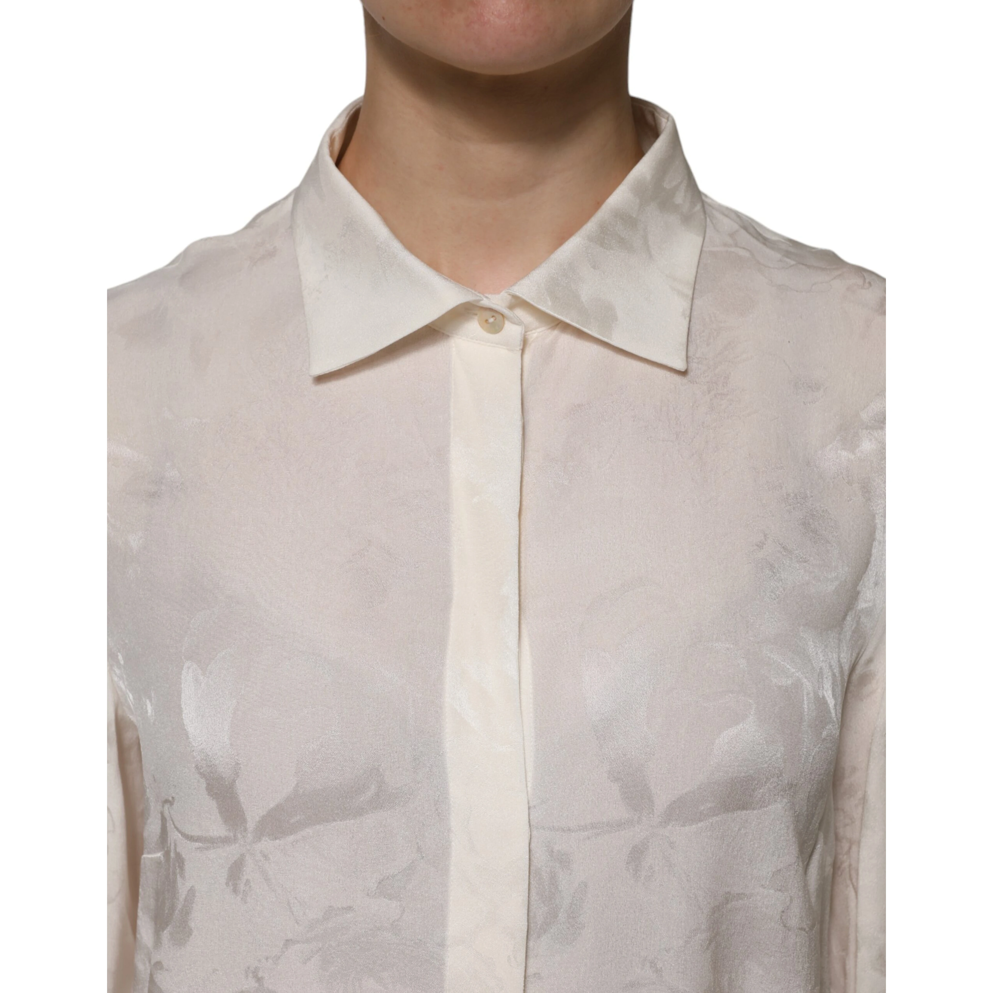 White Button Down Long Sleeves Blouse Top