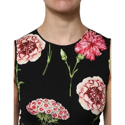 Black Floral Print Sleeveless Tank Blouse Top