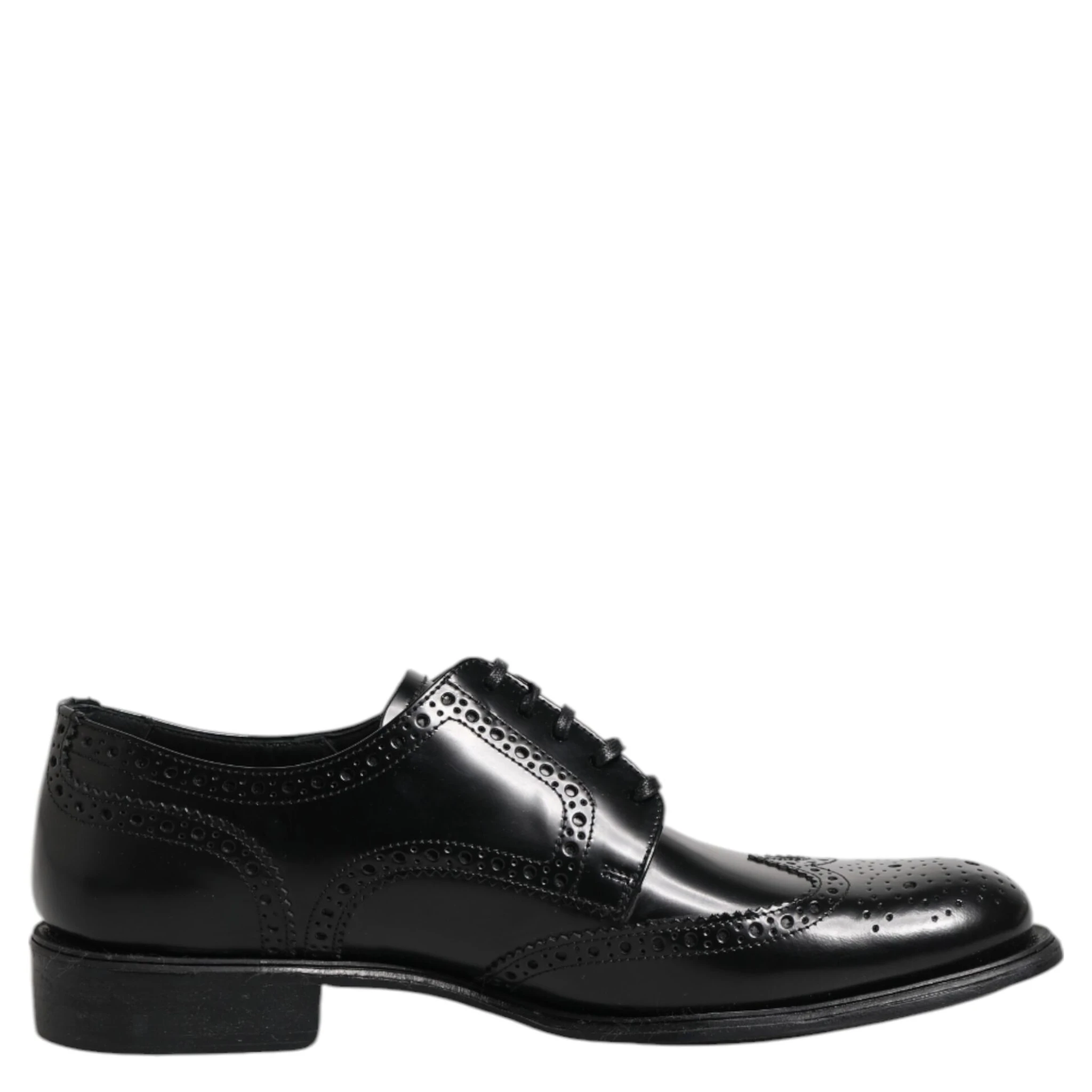 Black Leather Derby Wingtip Formal Shoes