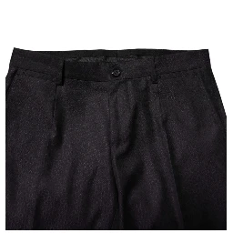 Black Wool Patterned Formal Pants
