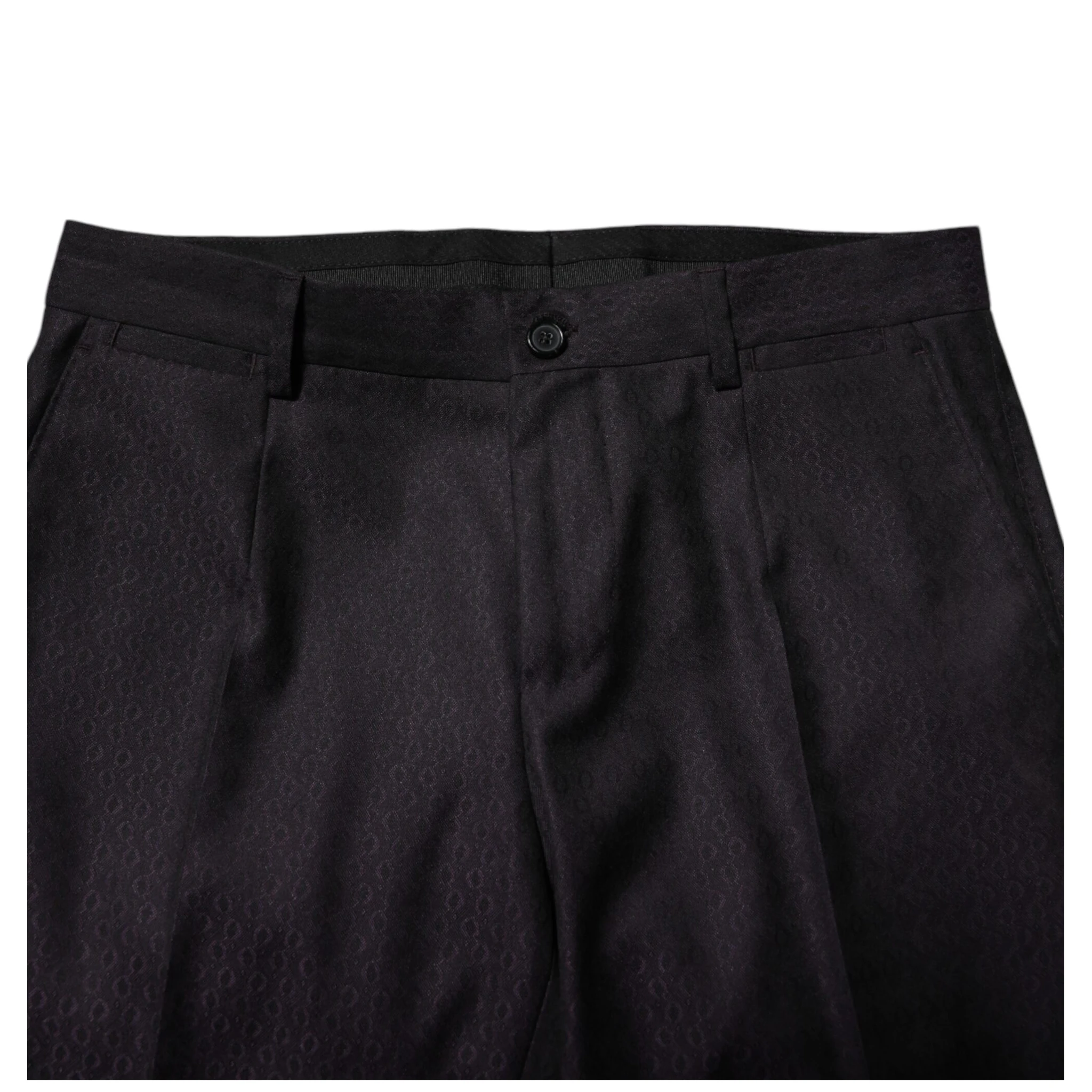 Black Wool Patterned Formal Pants