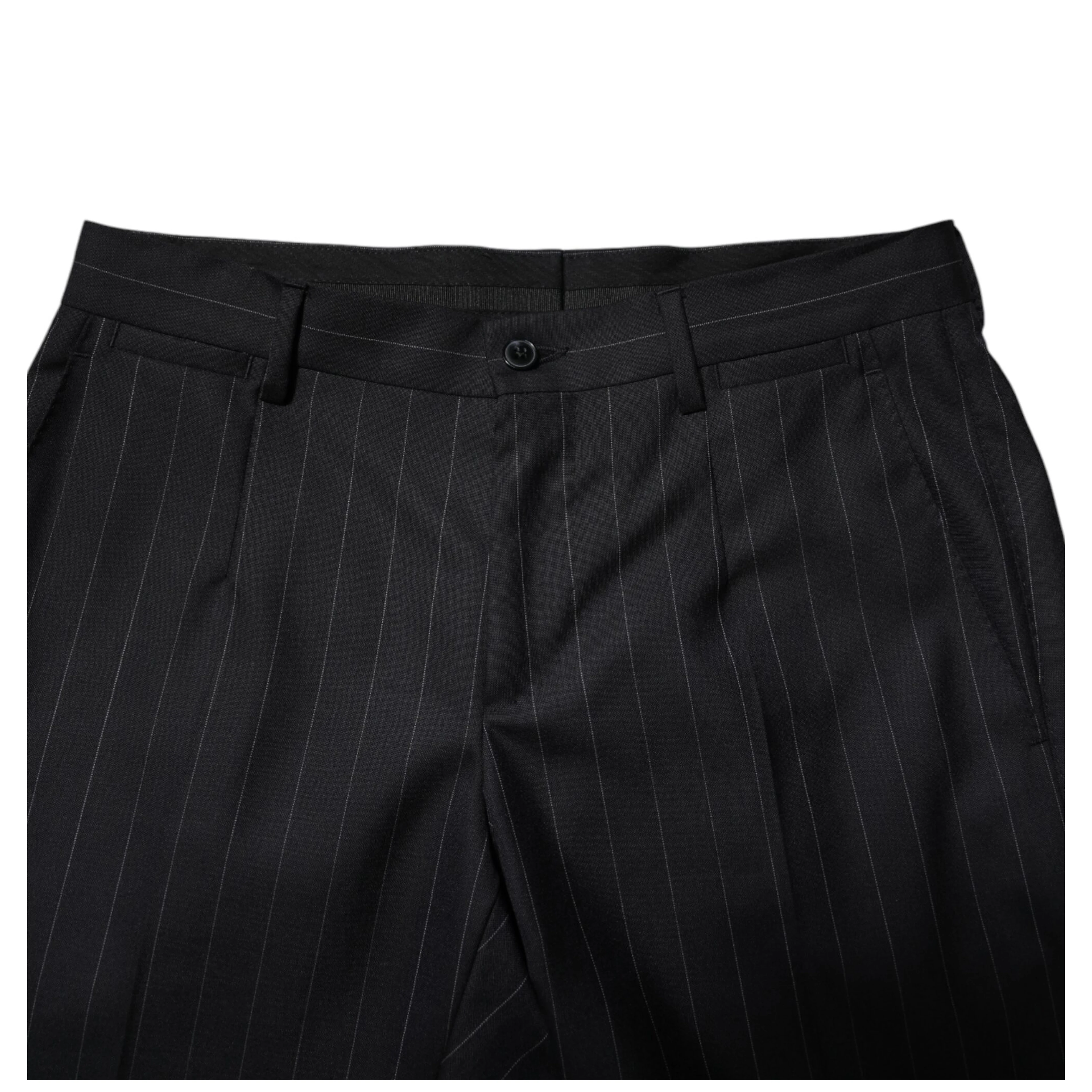 Black Wool Striped Formal Pants