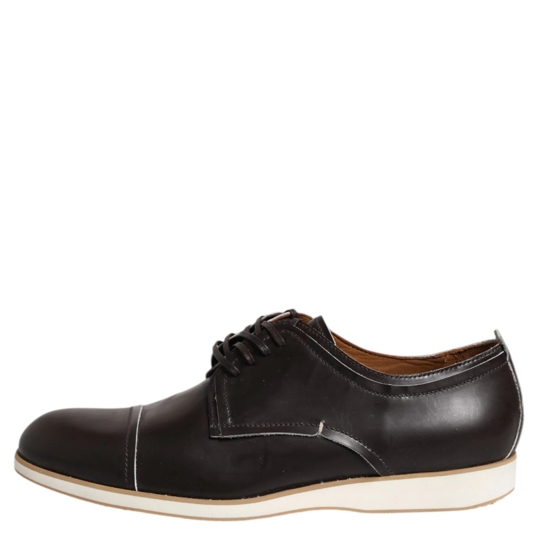 Dark Brown Leather Derby Lace Up Dress Formal Shoes