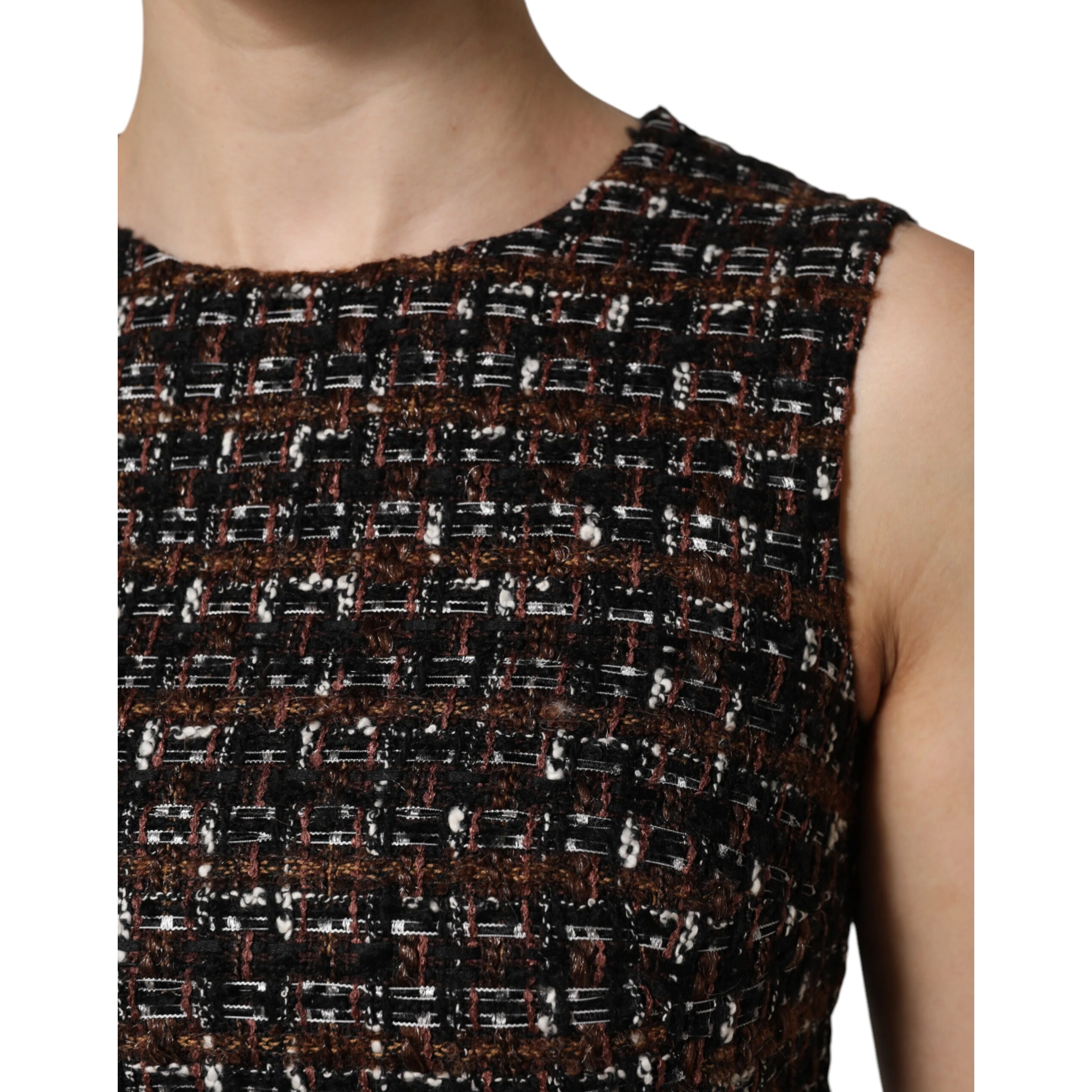 Multicolor Sleeveless Mini Tweed A-line Dress