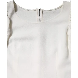 White Viscose Round Neck Short Sleeves Top