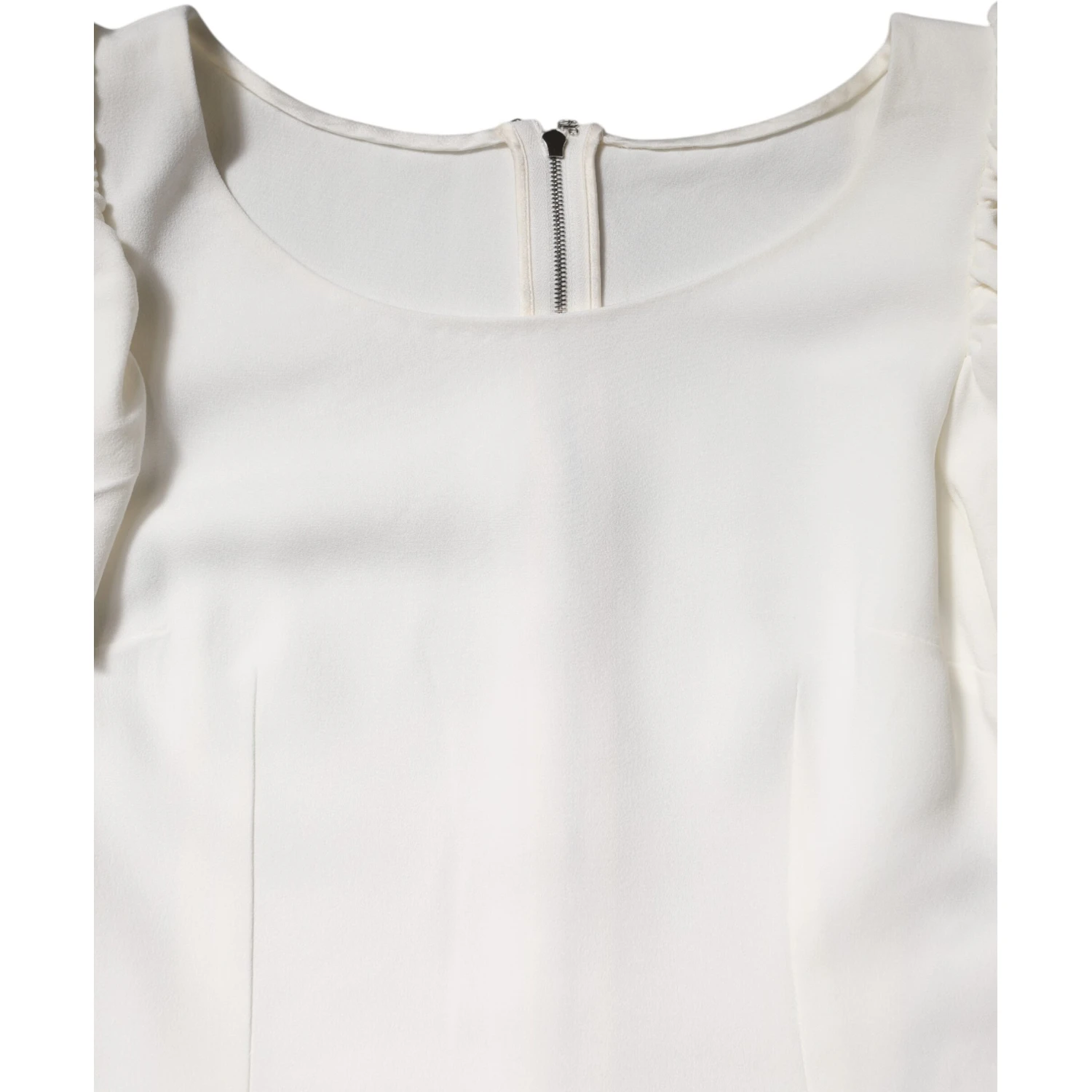 White Viscose Round Neck Short Sleeves Top