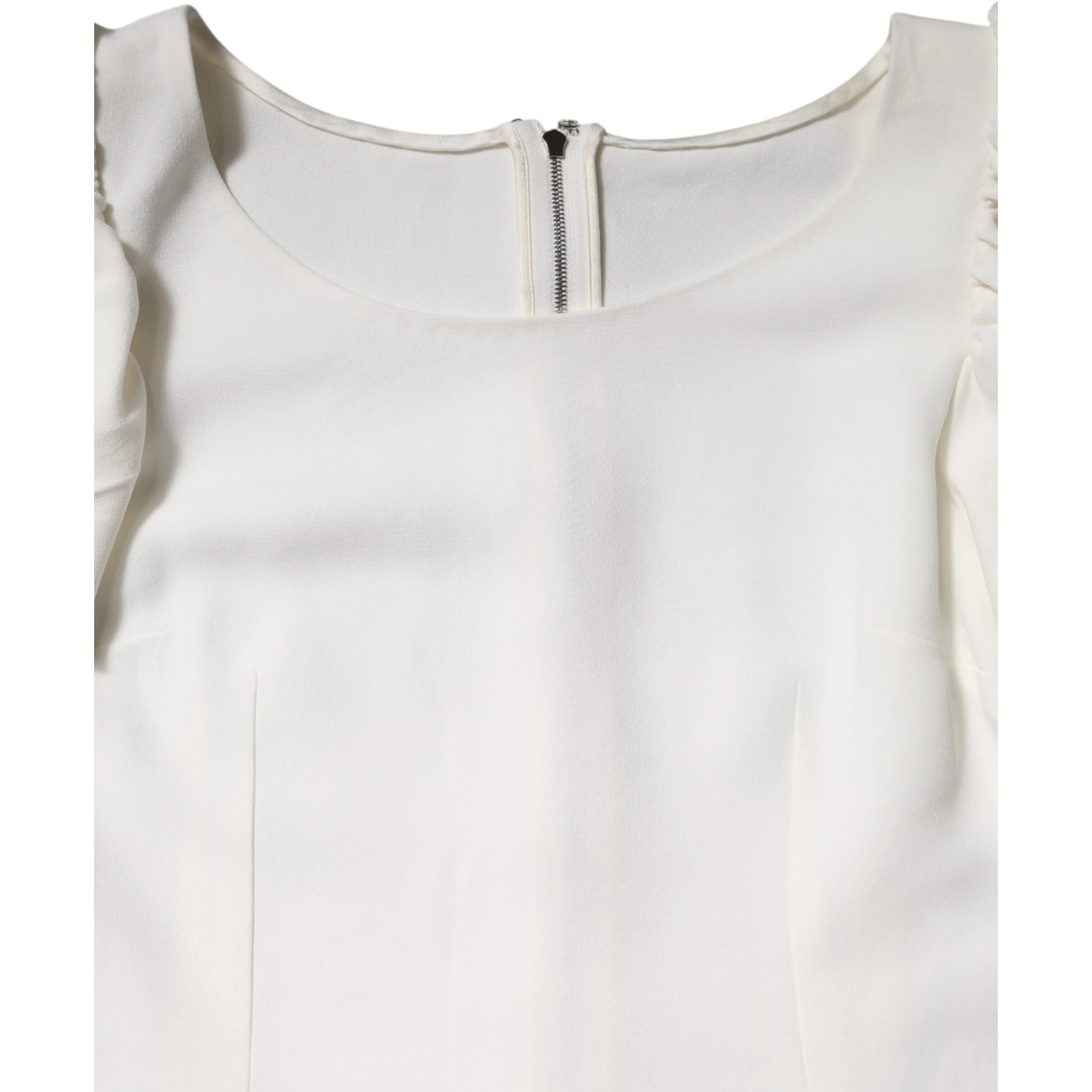 White Viscose Round Neck Short Sleeves Top