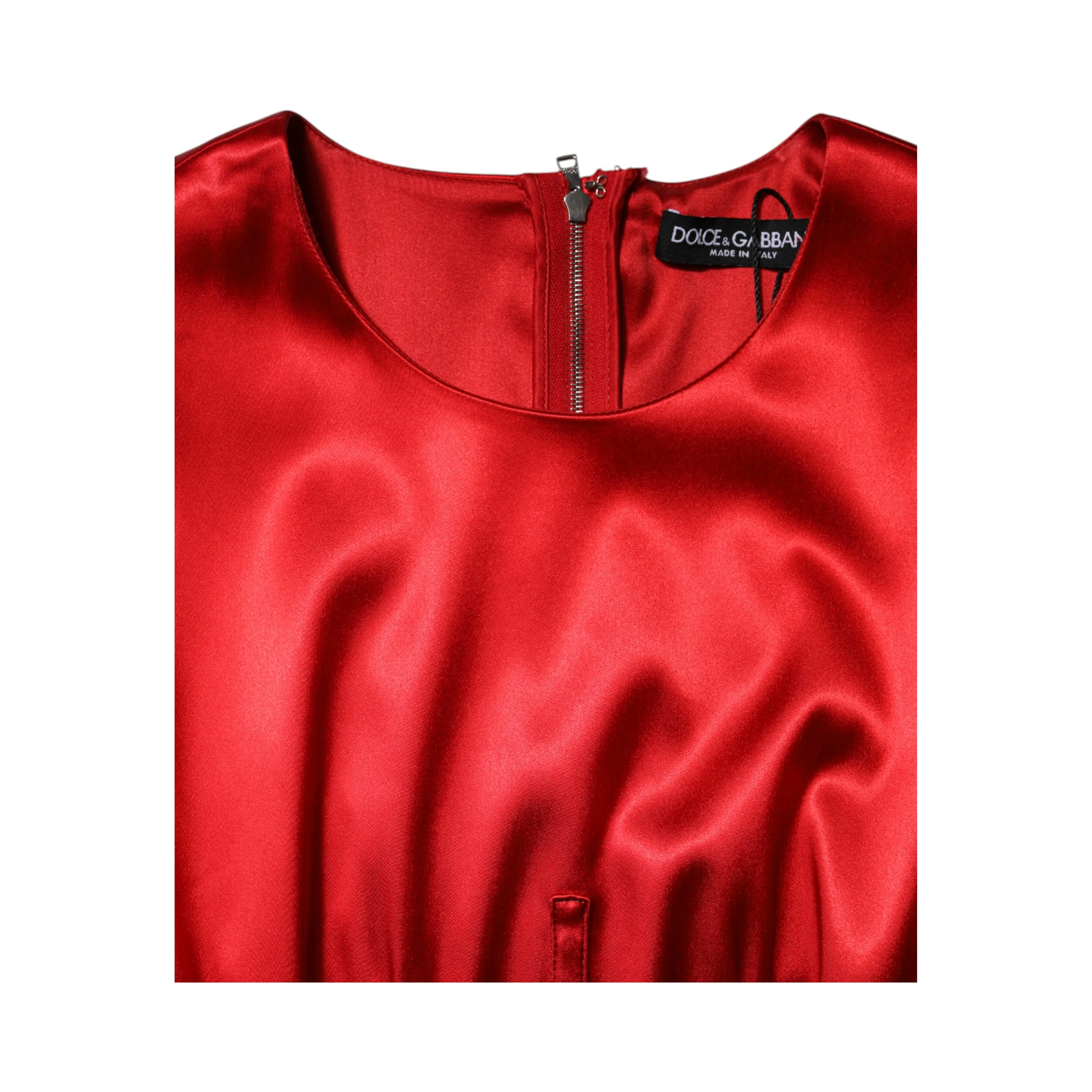 Red Acetate Sleeveless Sheath Midi Dress