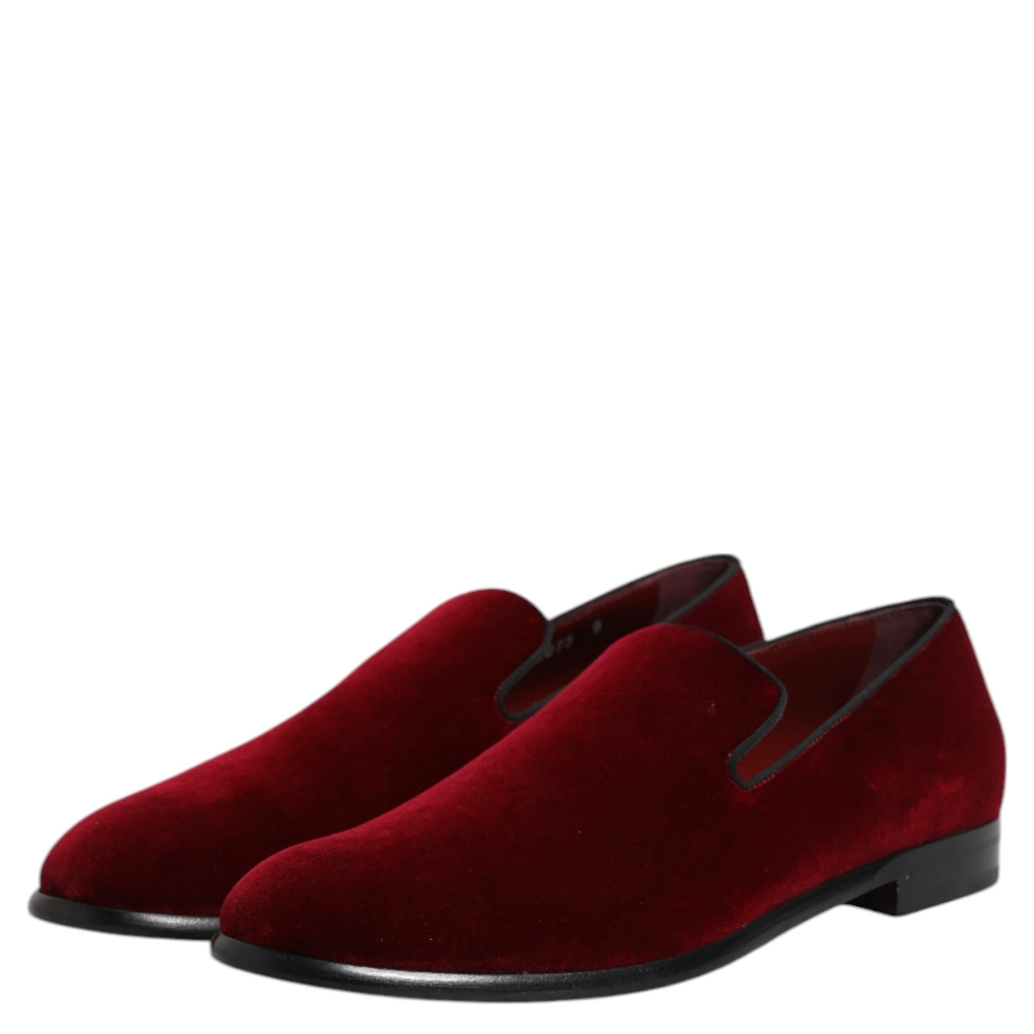 Red Cotton Velvet Slip On Loafers Formal Shoes