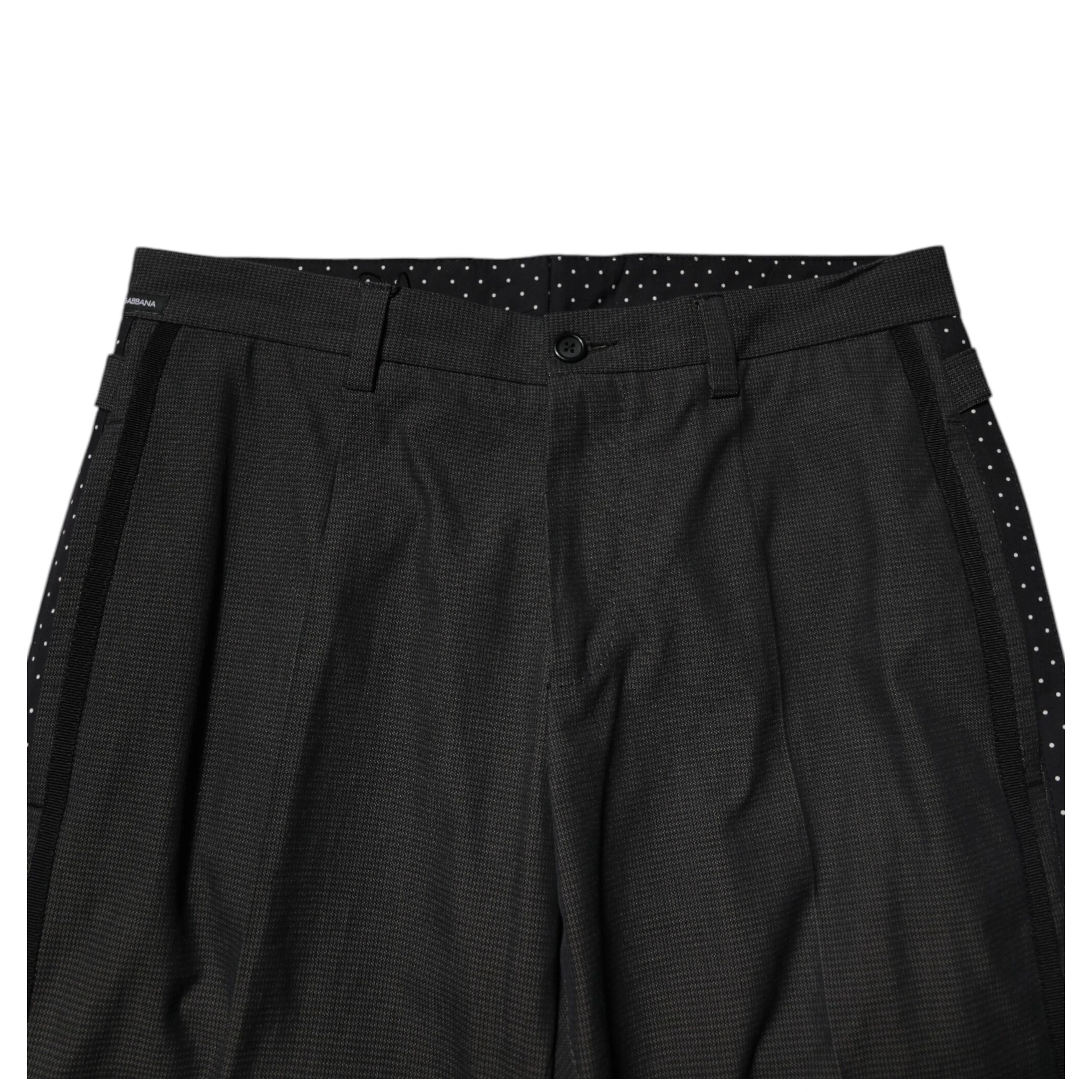 Gray Cotton Patterned Formal Pants
