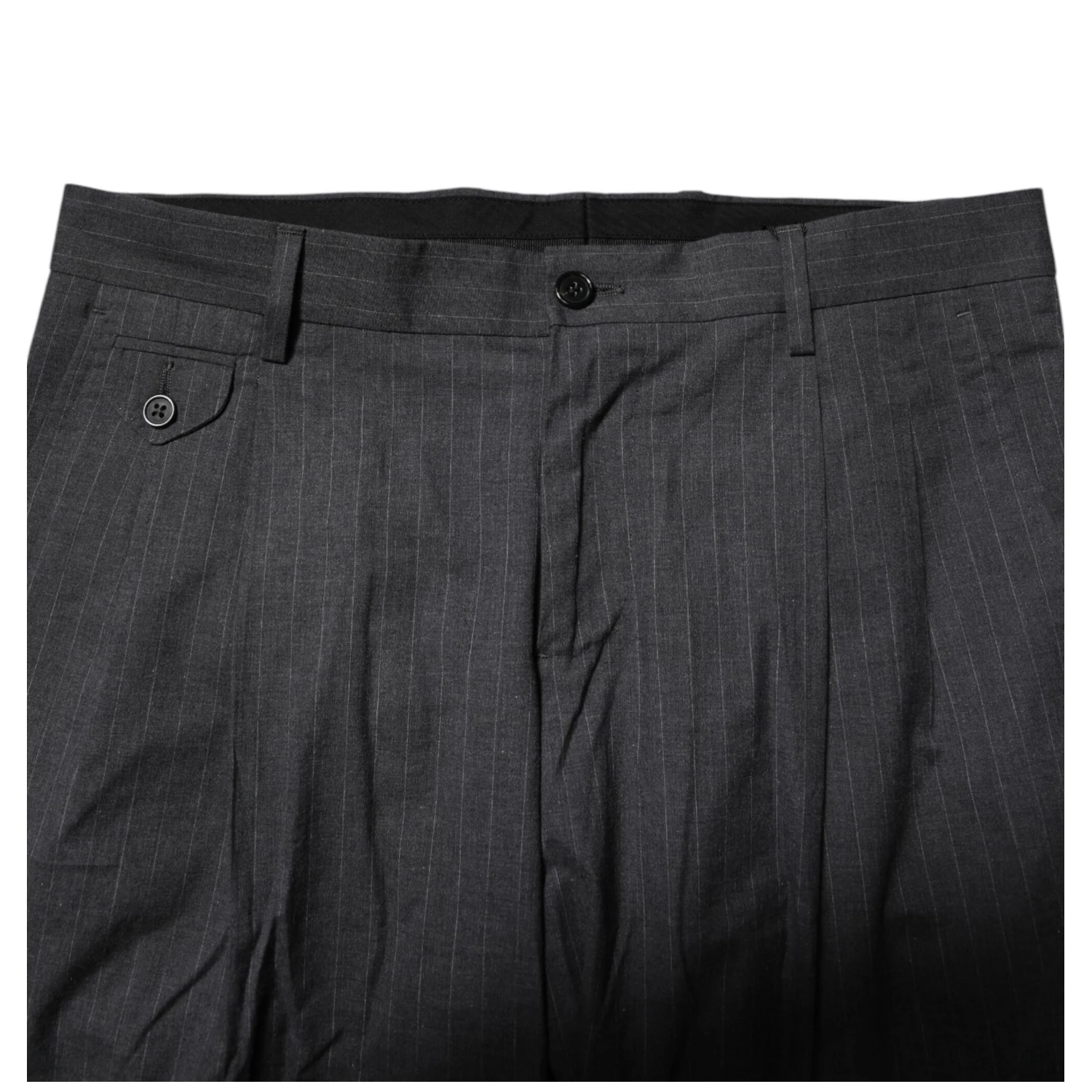 Gray Striped Cotton Formal Pants