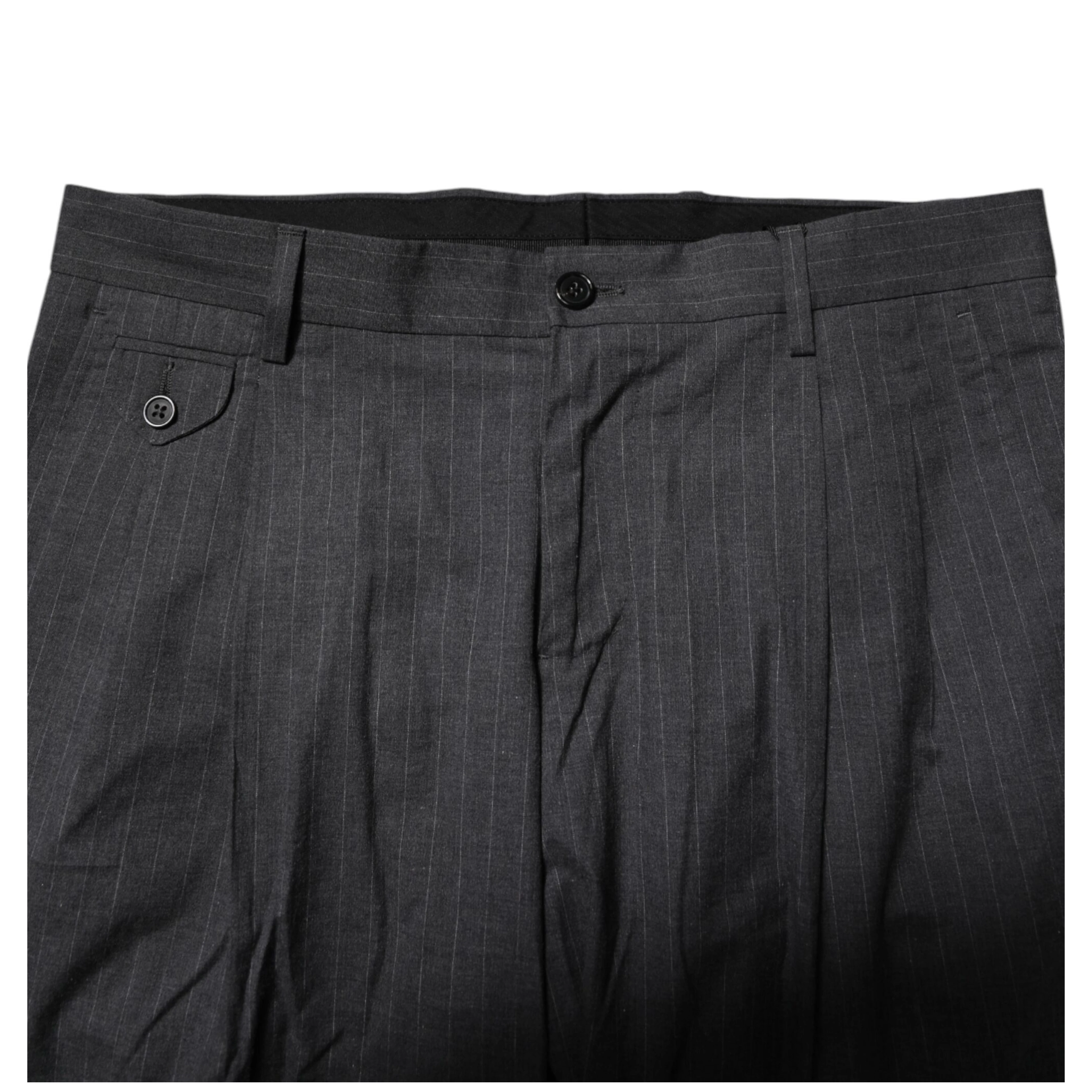 Gray Striped Cotton Formal Pants