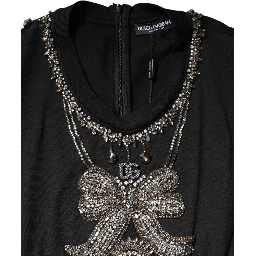 Black Cotton Rhinestone Embellished Tank Top