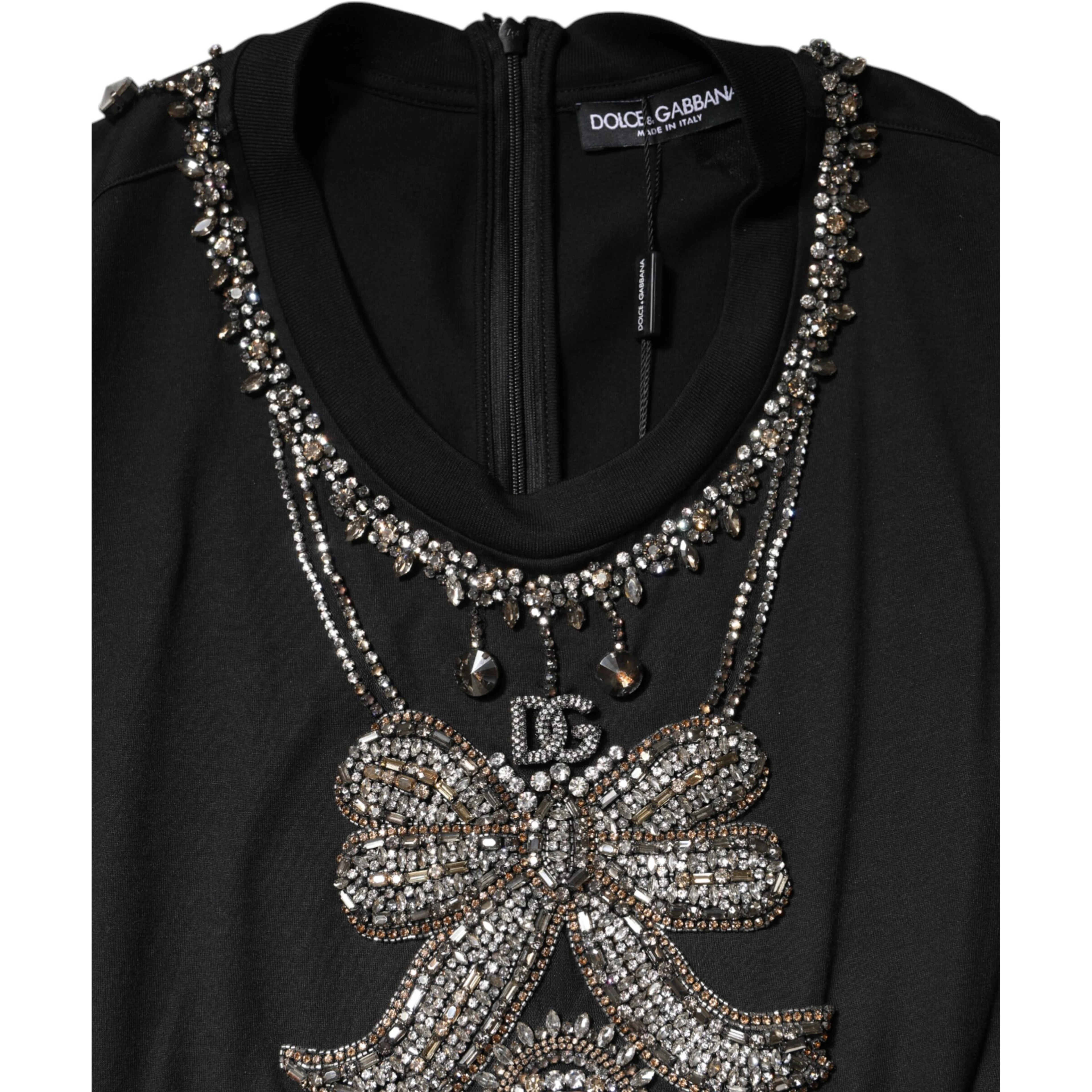 Black Cotton Rhinestone Embellished Tank Top