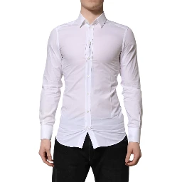 White GOLD Long Sleeves Dress Men Formal Shirt
