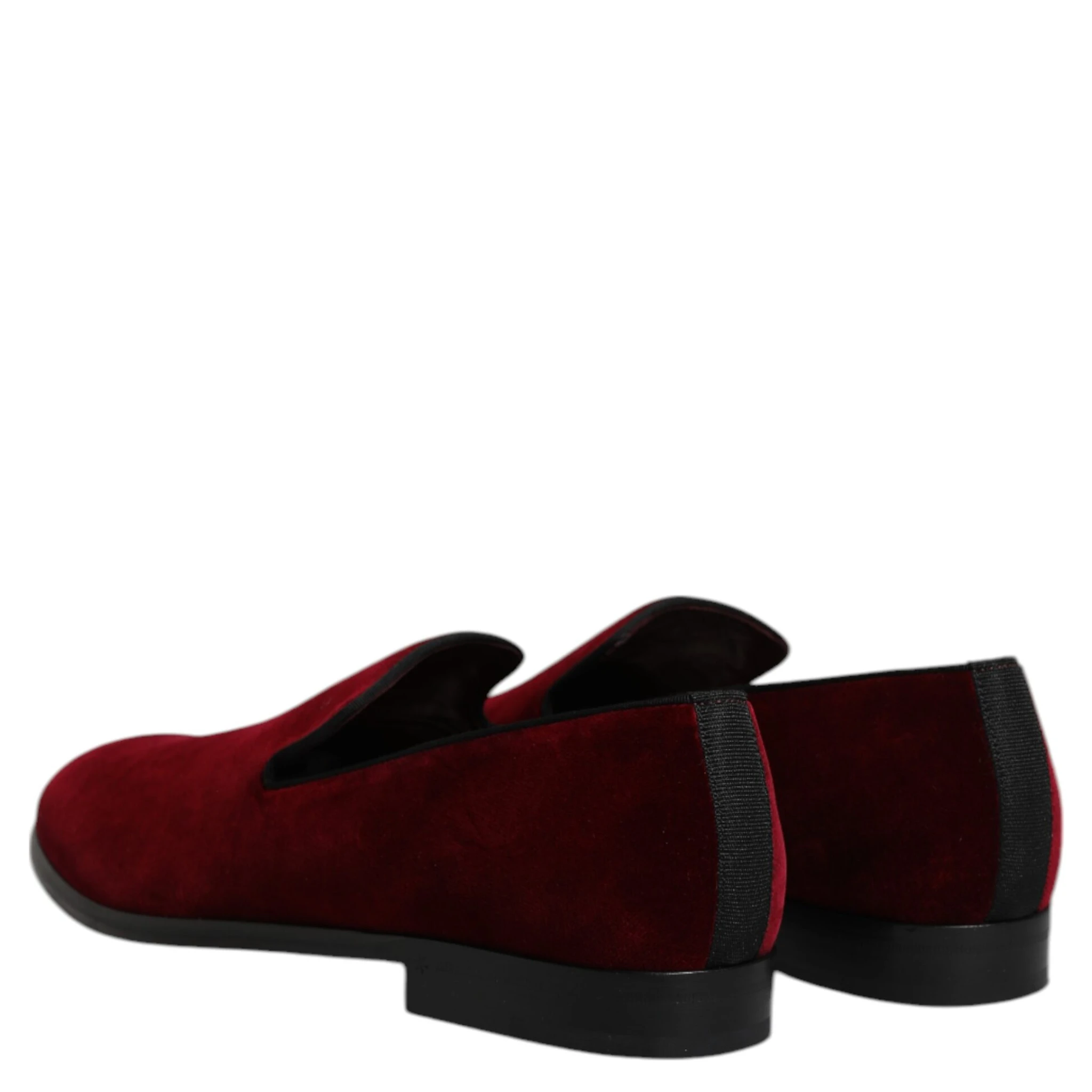 Red Cotton Velvet Slip On Loafers Formal Shoes