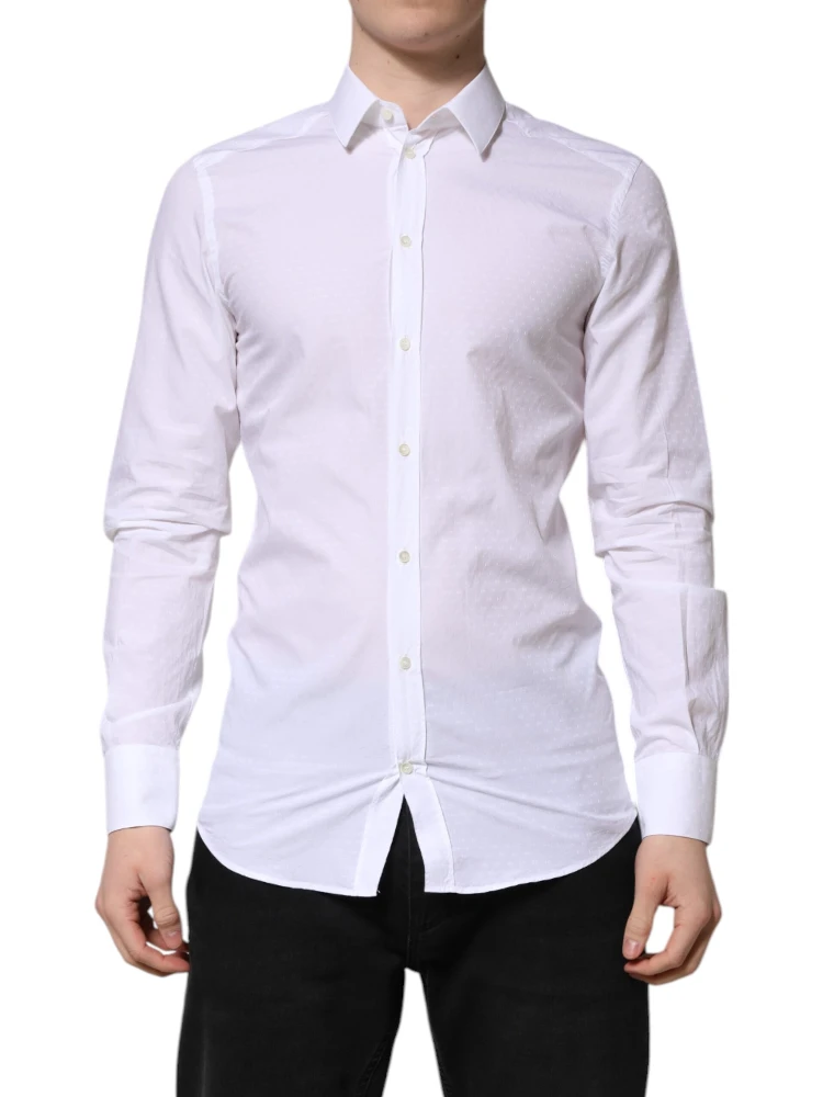 White GOLD Long Sleeve Dress Men Formal Shirt