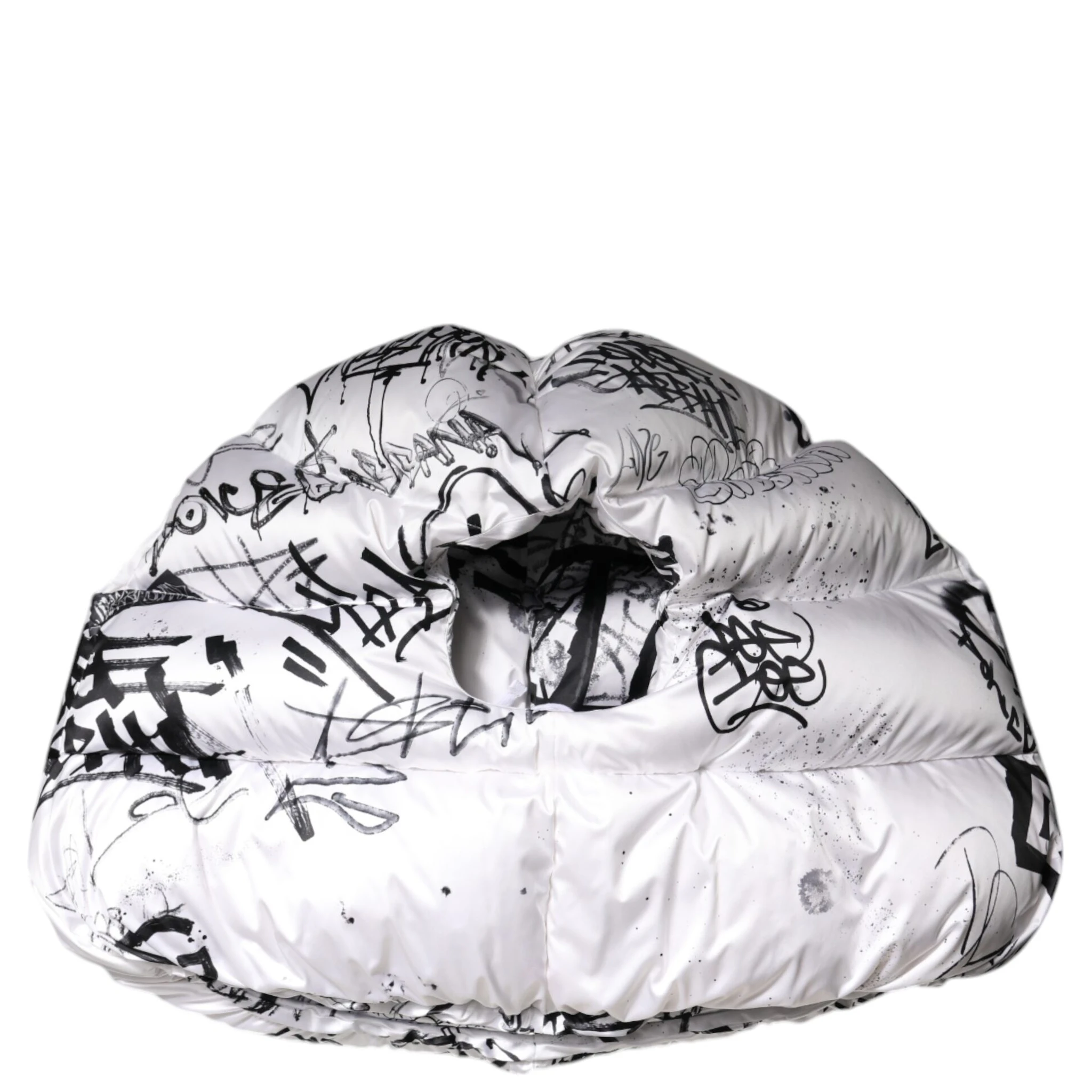 White Polyester Printed Hood Quilted Hat