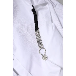 White Rhinestone Embellish Long Sleeves Top