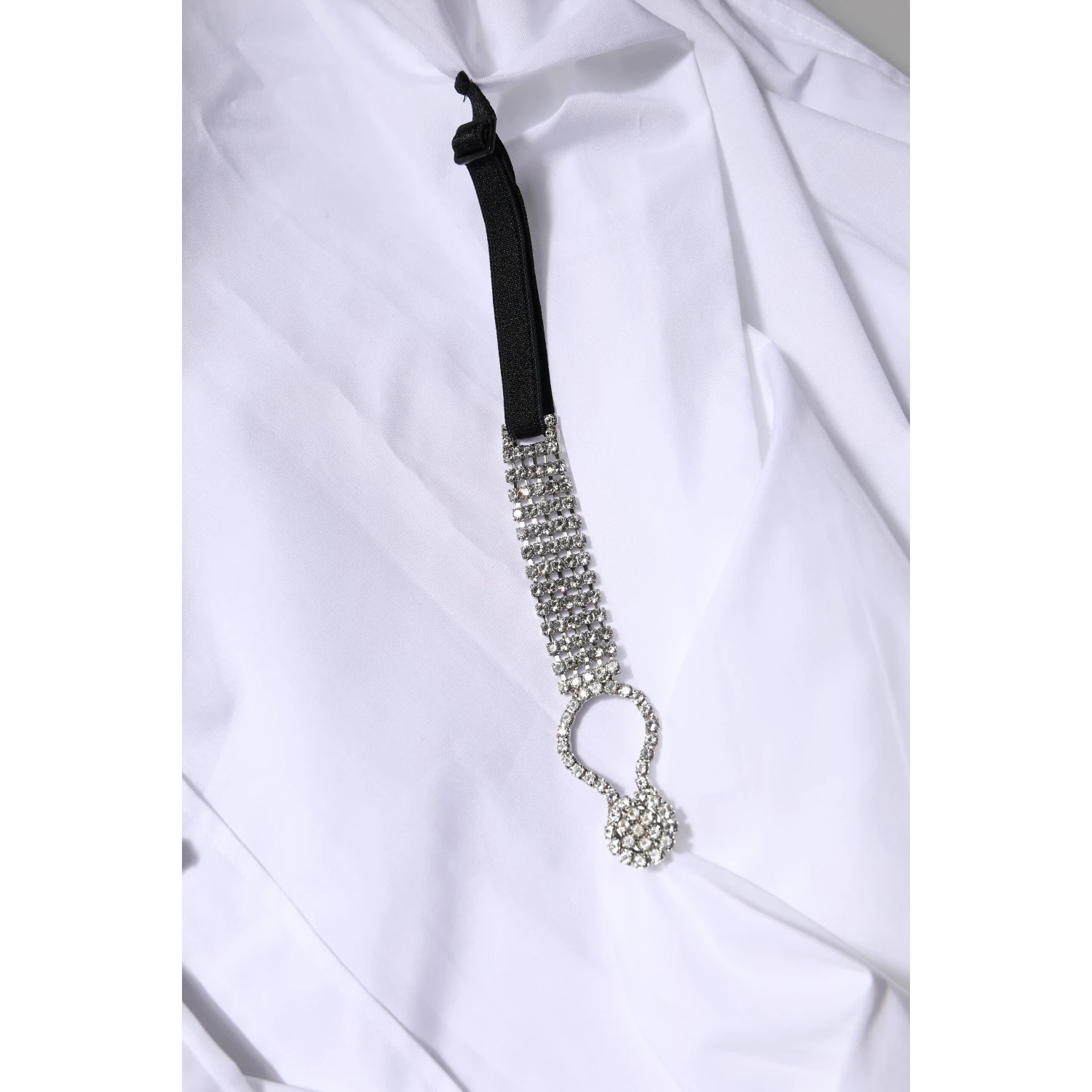 White Rhinestone Embellish Long Sleeves Top