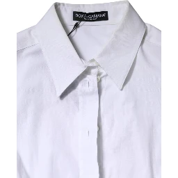 White Cotton Collared Long Sleeves Blouse Top