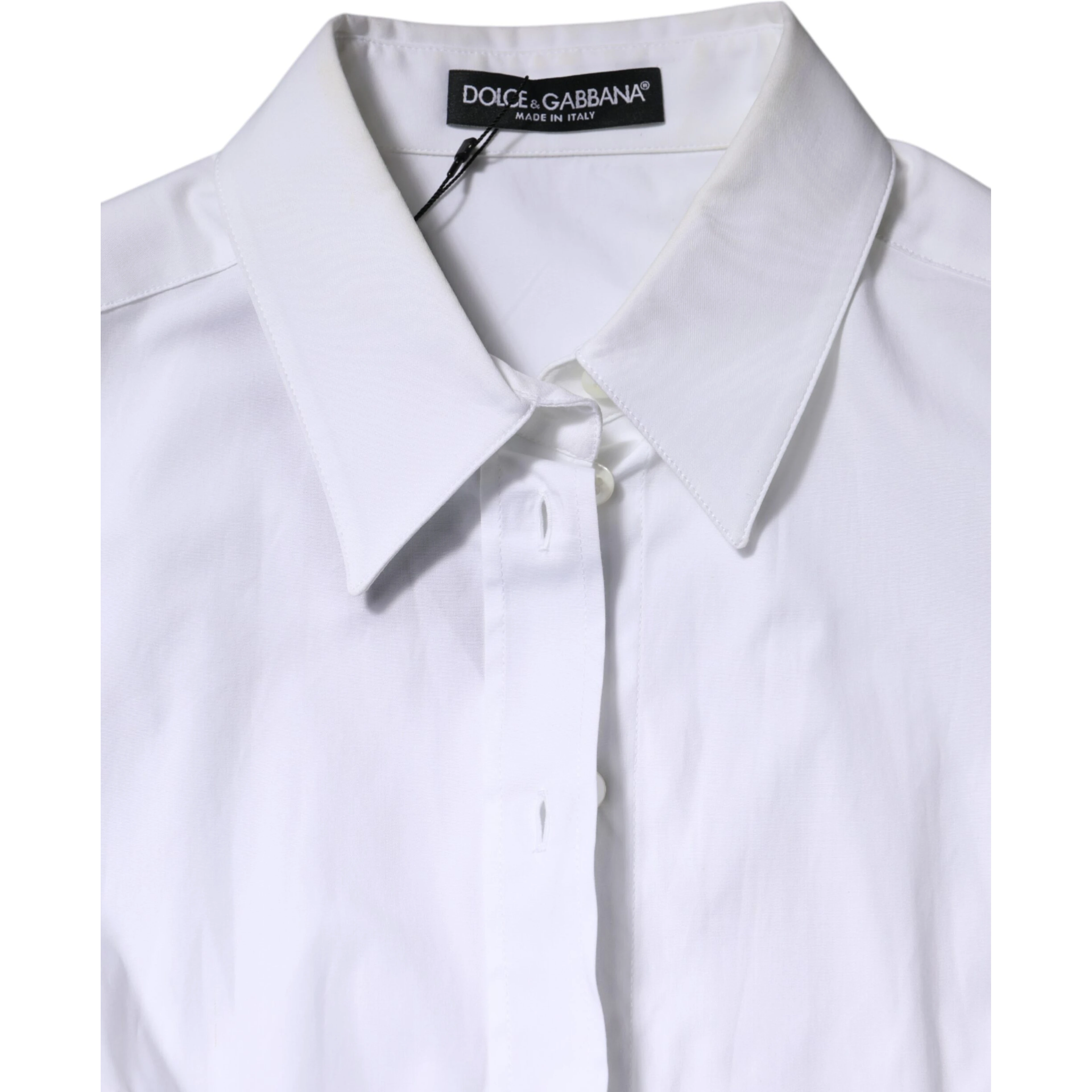 White Cotton Collared Long Sleeves Blouse Top