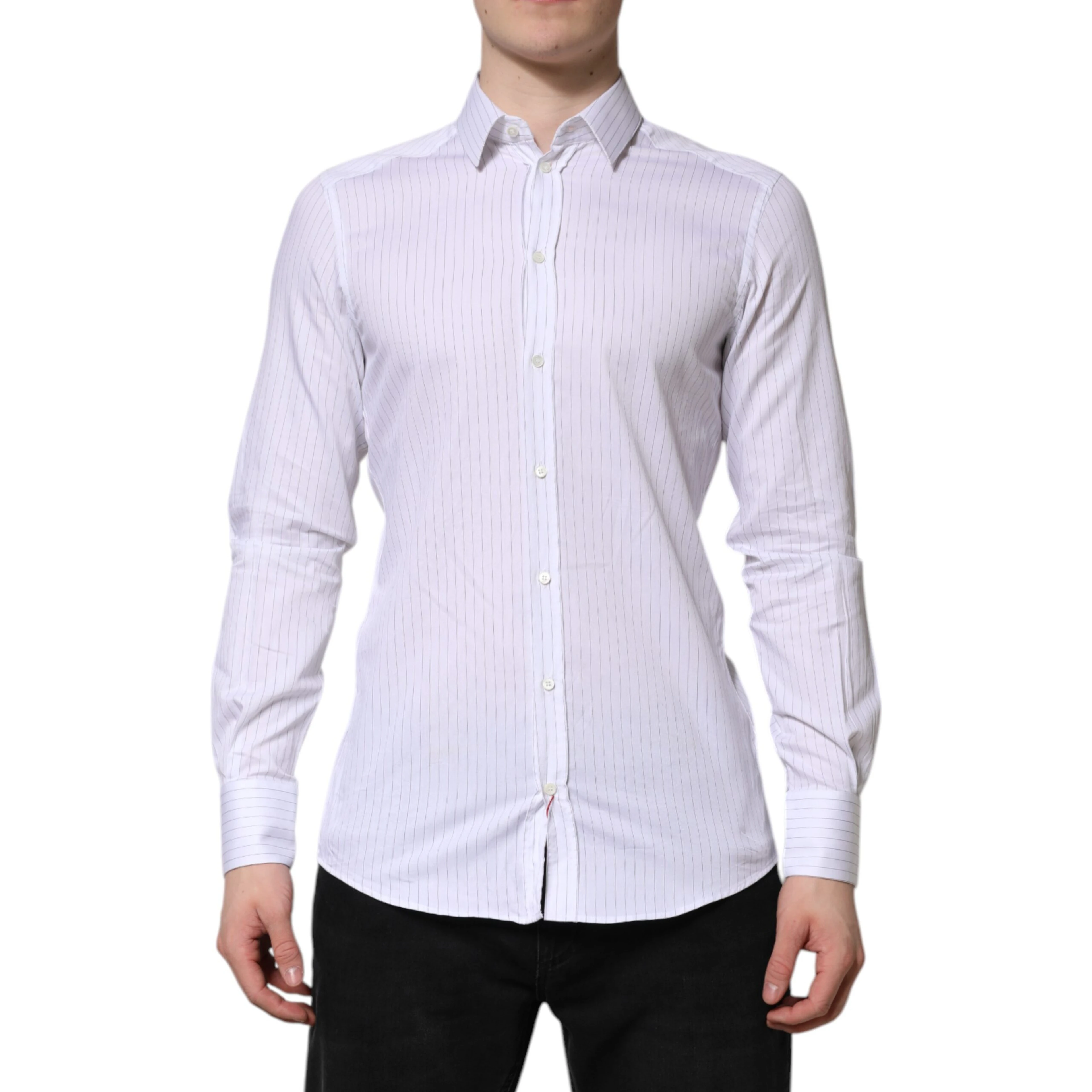 White Stripes Cotton Long Sleeve Formal Shirt