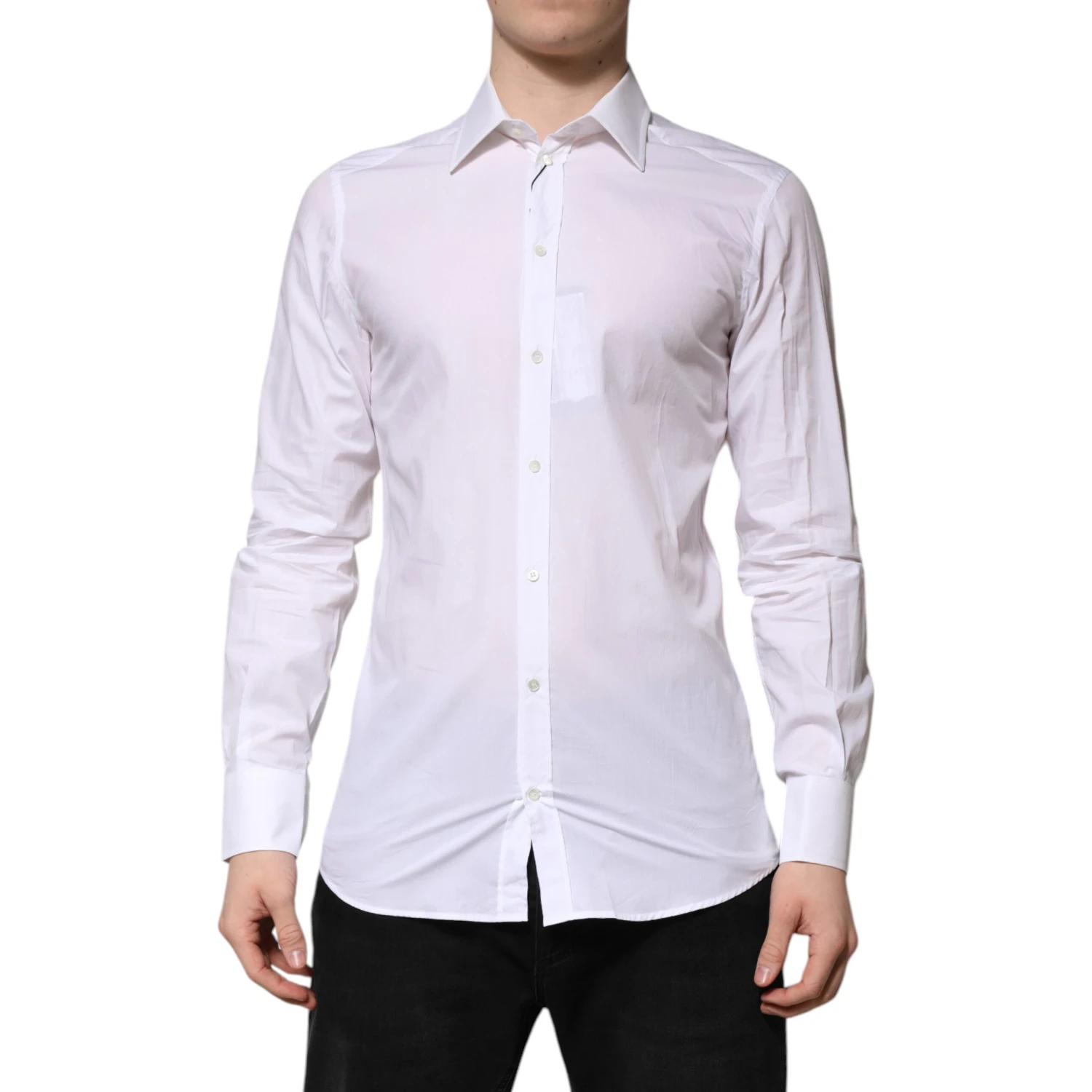White GOLD Long Sleeves Dress Men Formal Shirt