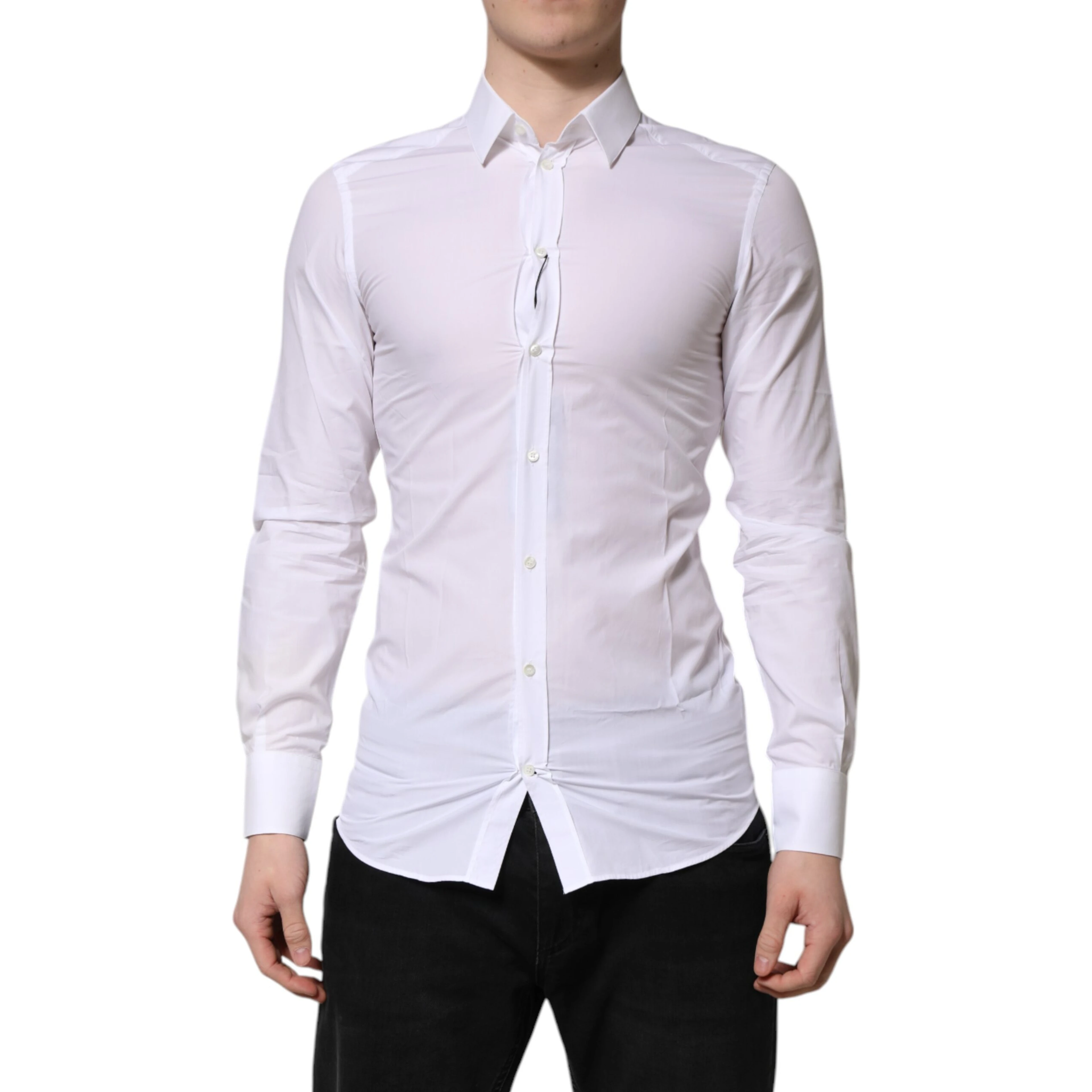 White GOLD Long Sleeves Dress Men Formal Shirt