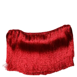 Red Silk Strapless Fringe Crop Tube Top