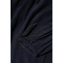 Blue Silk Mock Neck Long Sleeves Blouse Top