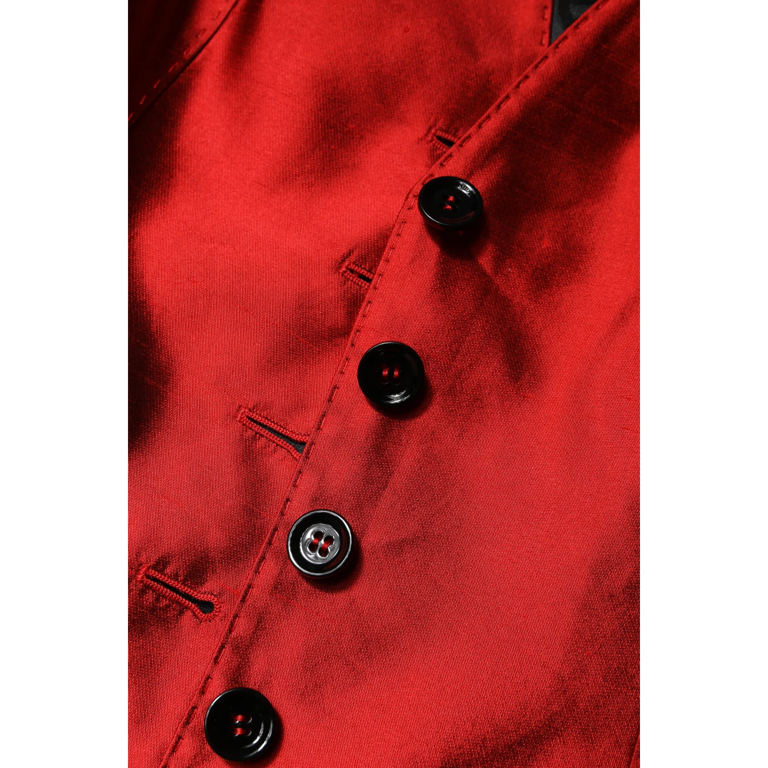 Red Black Button Down Sleeveless Vest Top