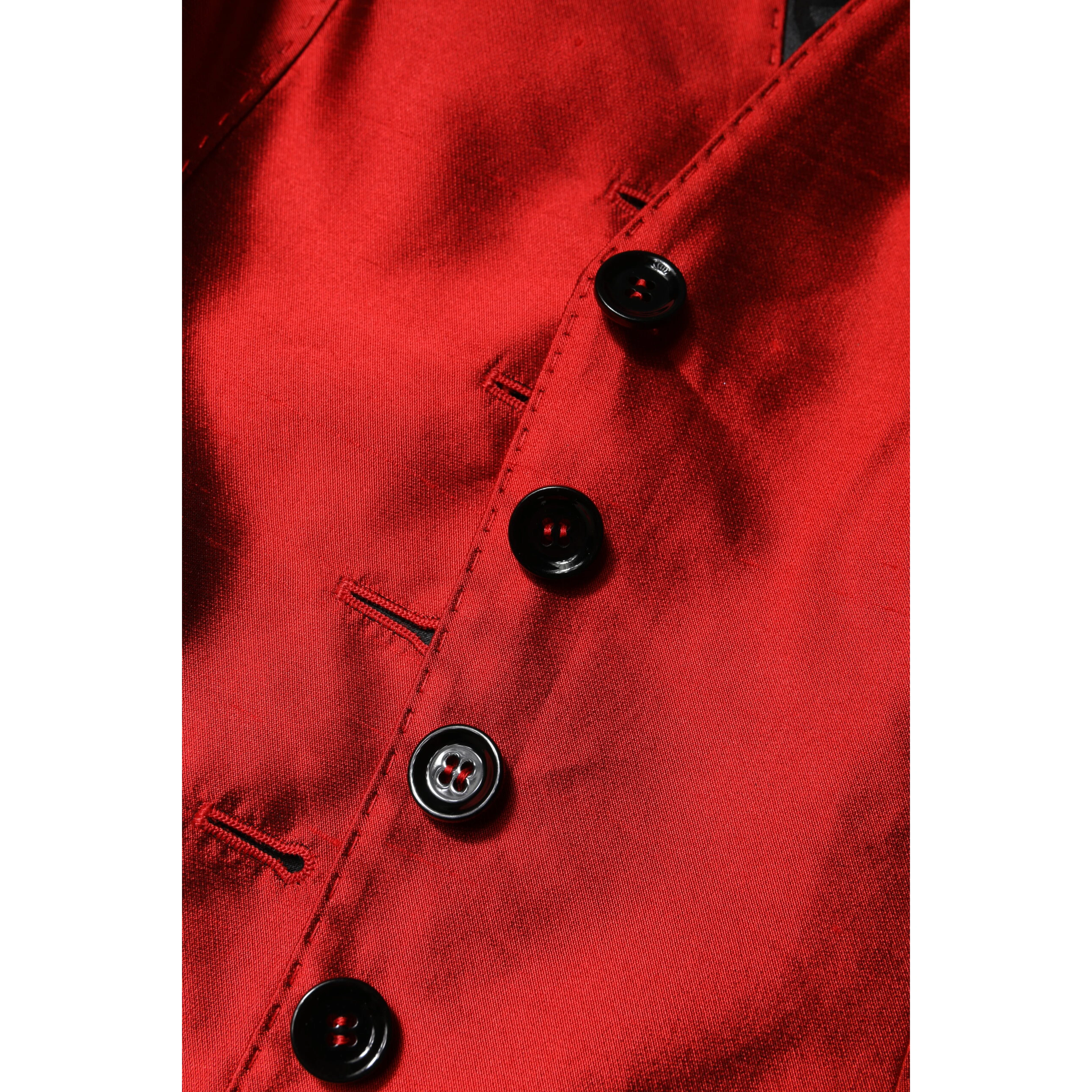 Red Black Button Down Sleeveless Vest Top