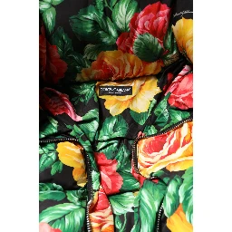 Multicolor Floral Puffer Hooded Jacket