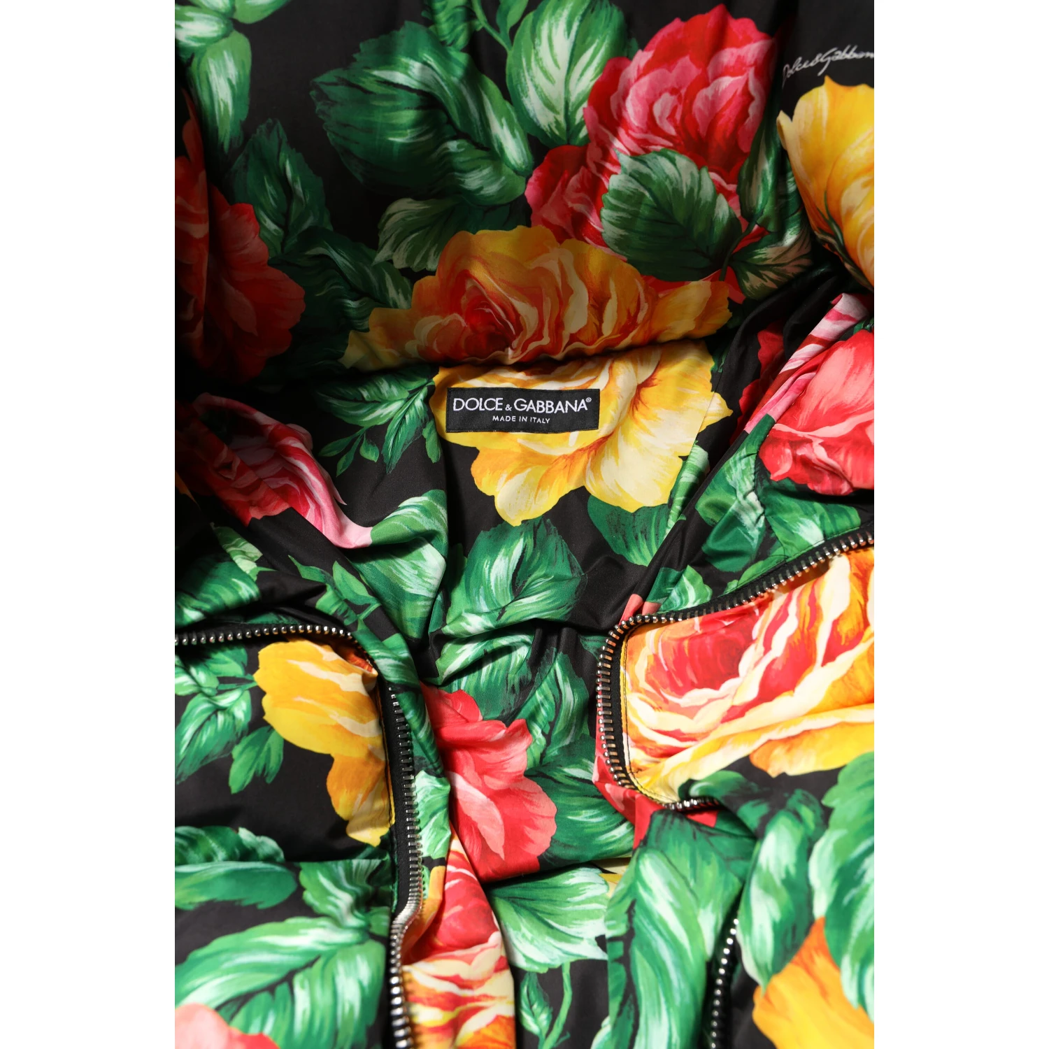 Multicolor Floral Puffer Hooded Jacket