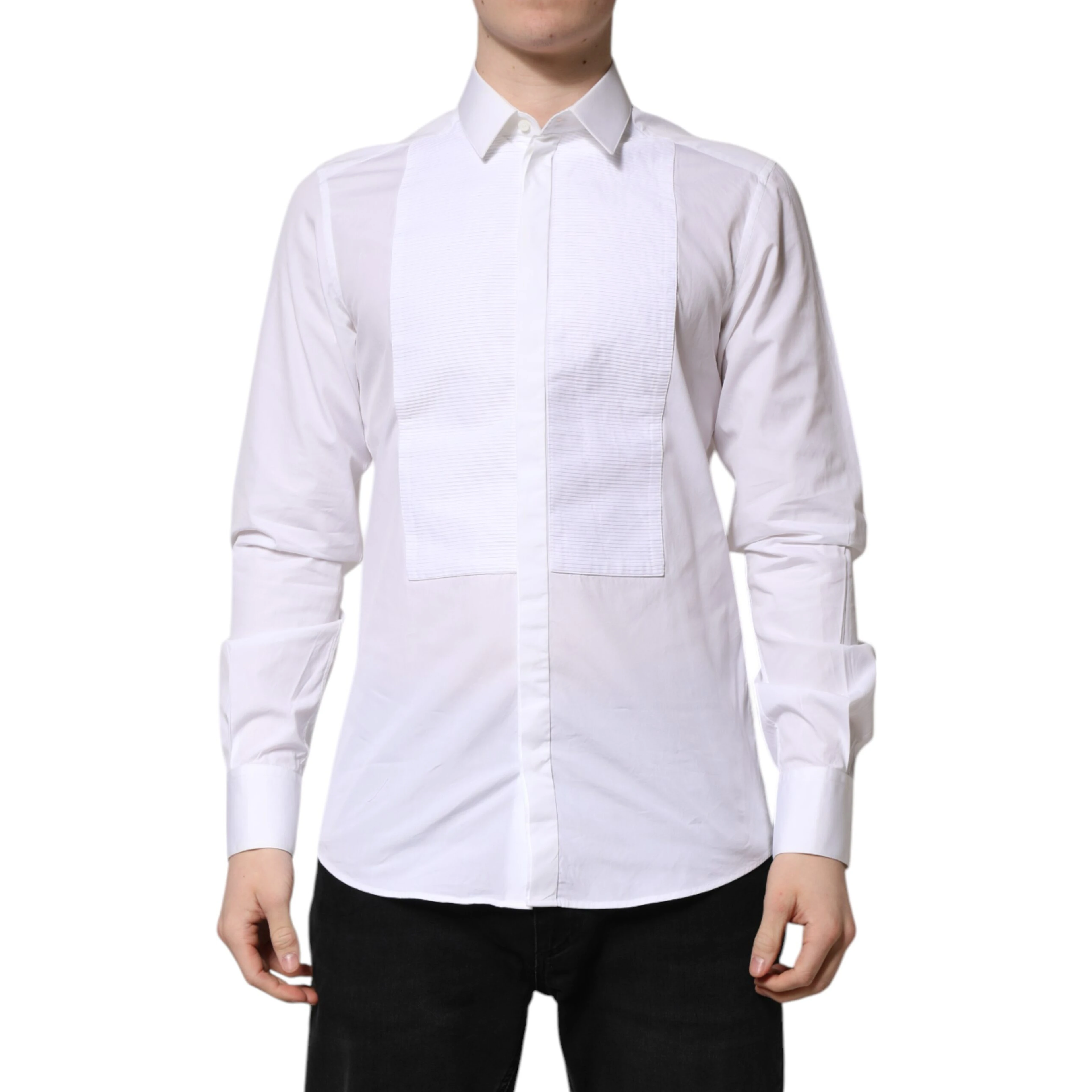 White GOLD Cotton Bib Dress Formal Shirt