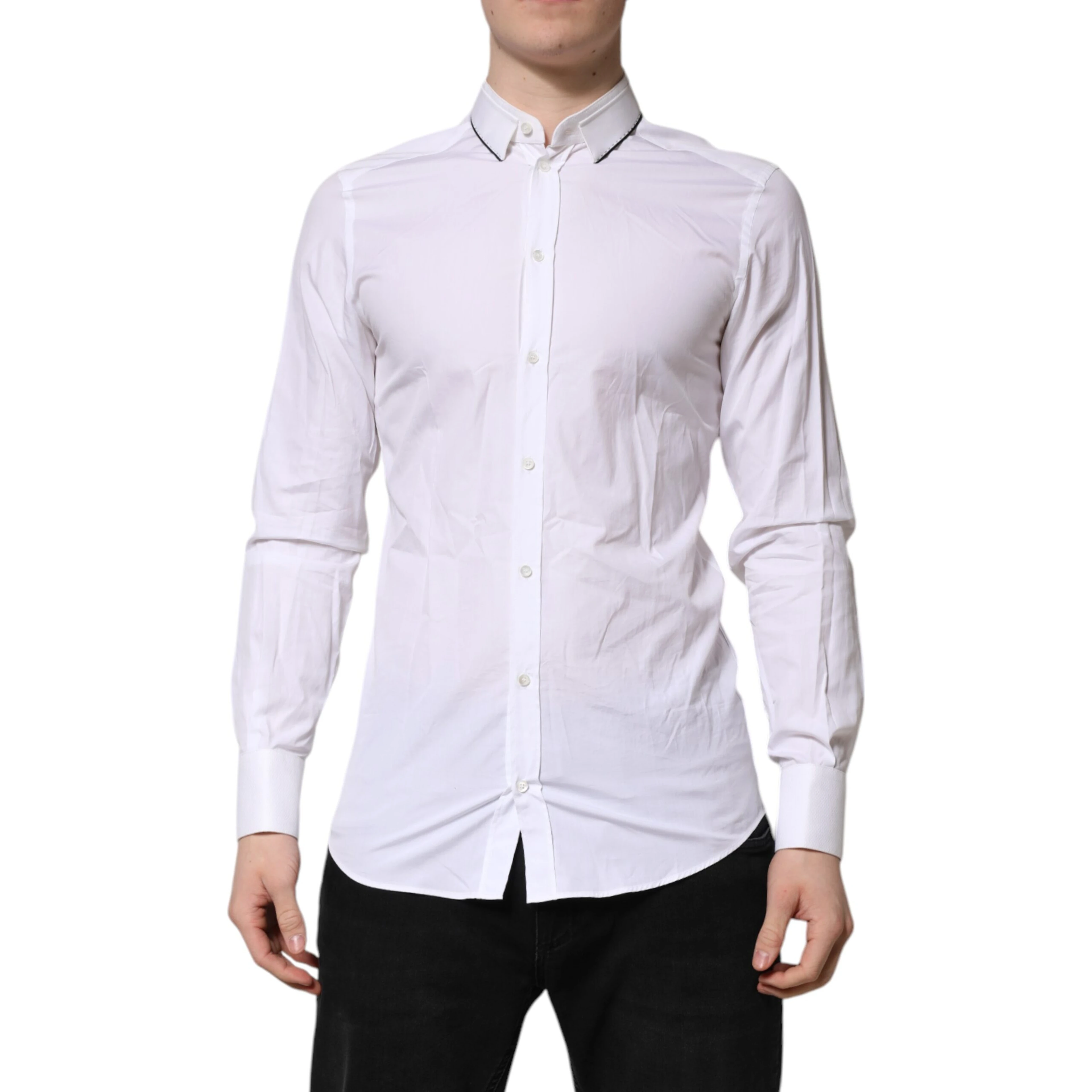 White Cotton GOLD Long Sleeves Formal Shirt