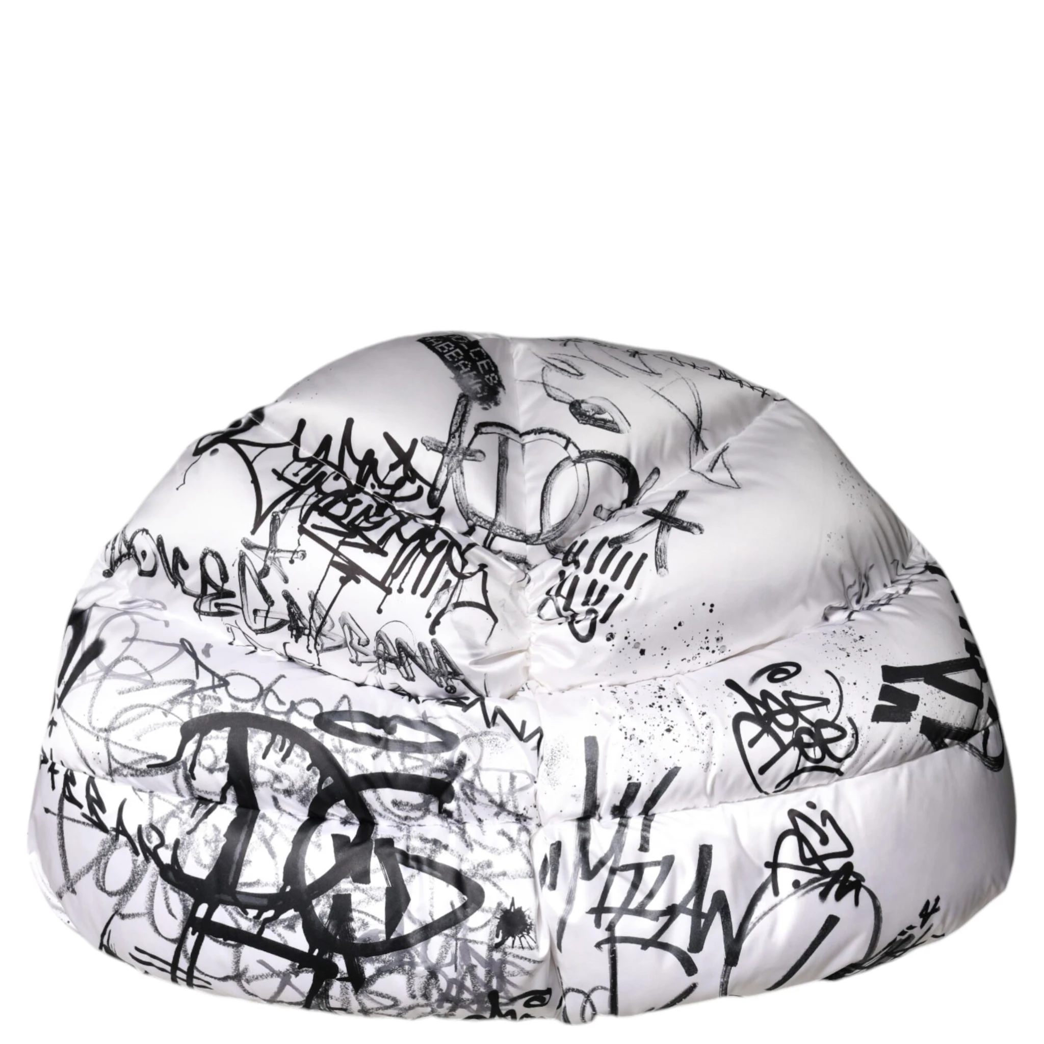 White Polyester Printed Hood Quilted Hat