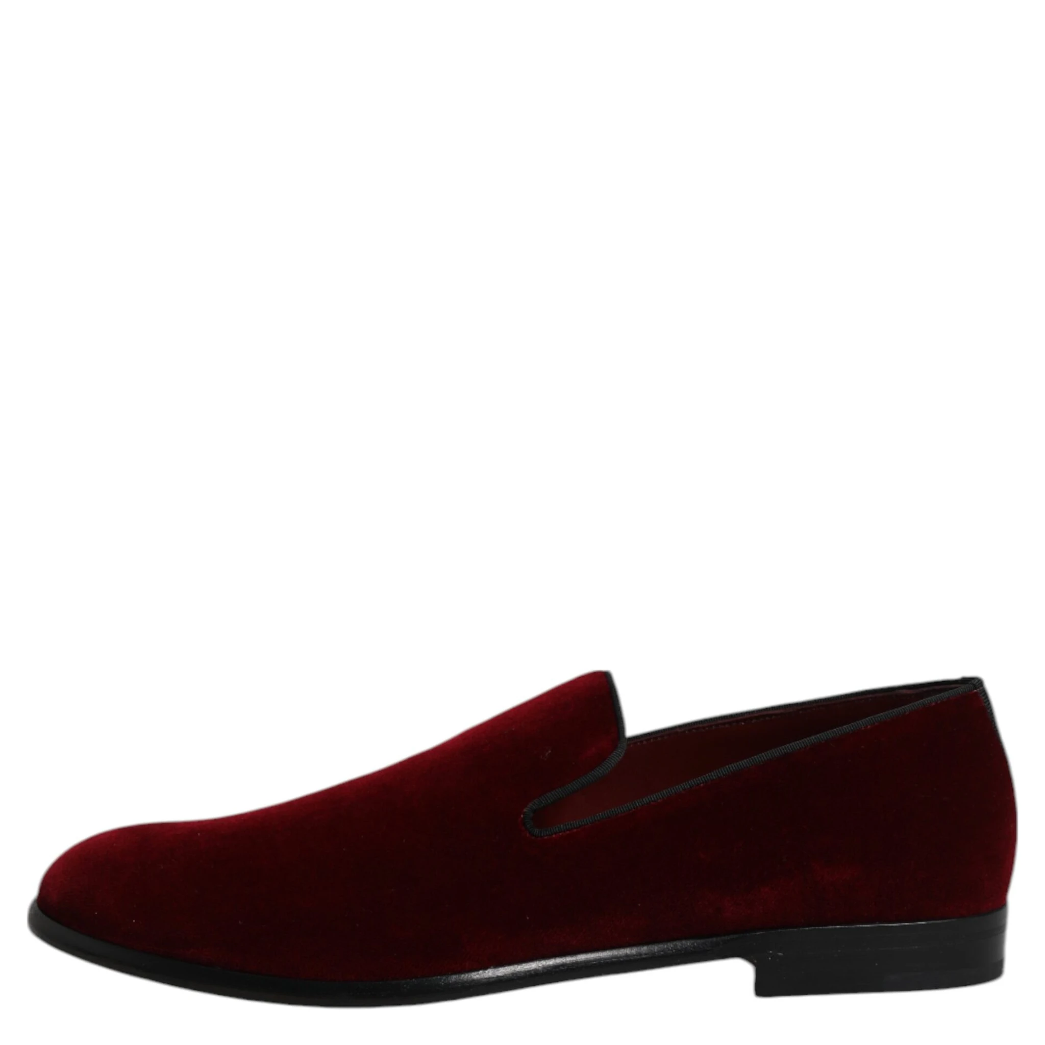 Red Cotton Velvet Slip On Loafers Formal Shoes