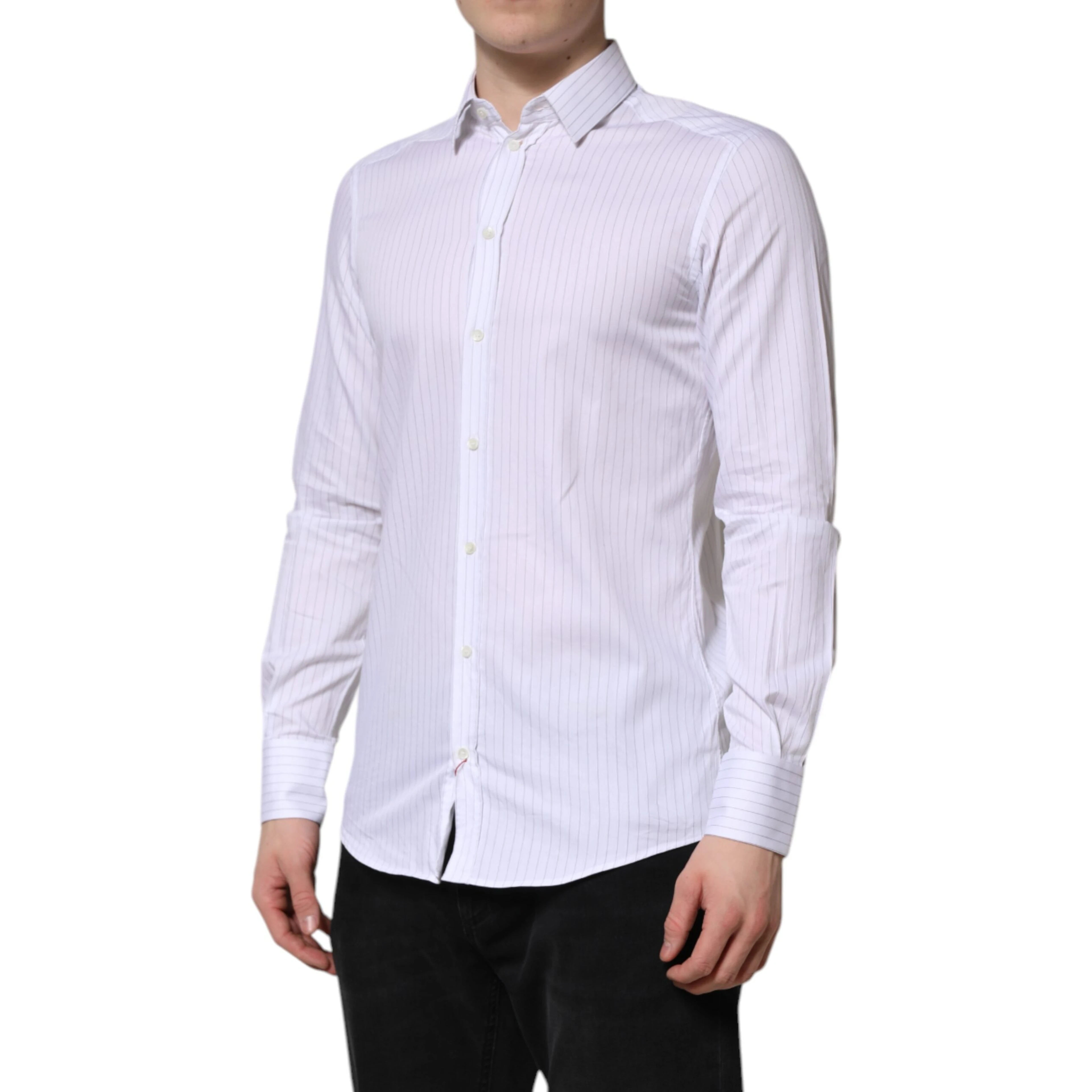White Stripes Cotton Long Sleeve Formal Shirt