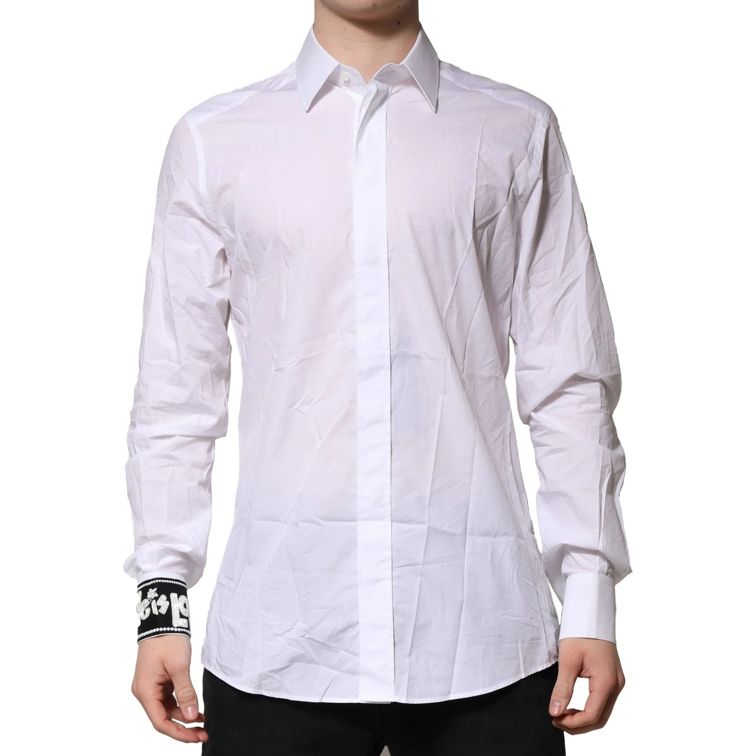 White Cotton GOLD Long Sleeves Formal Shirt